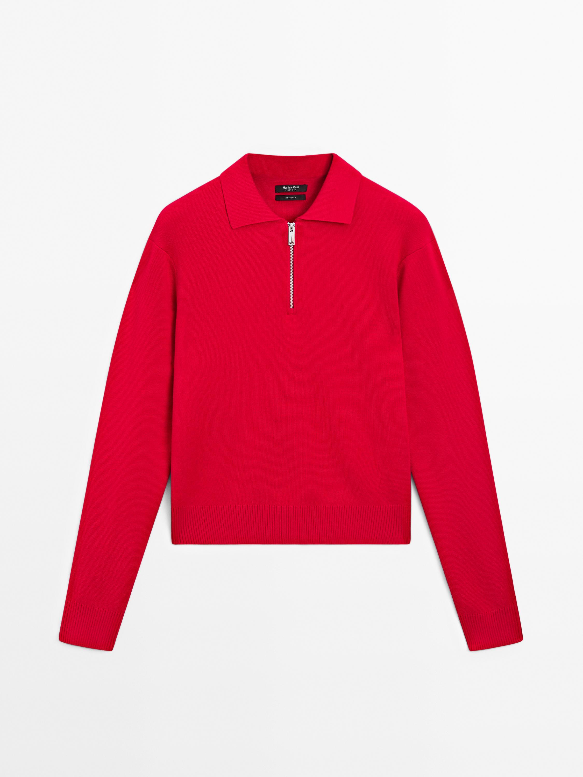 Milano knit sweater with polo collar and zip