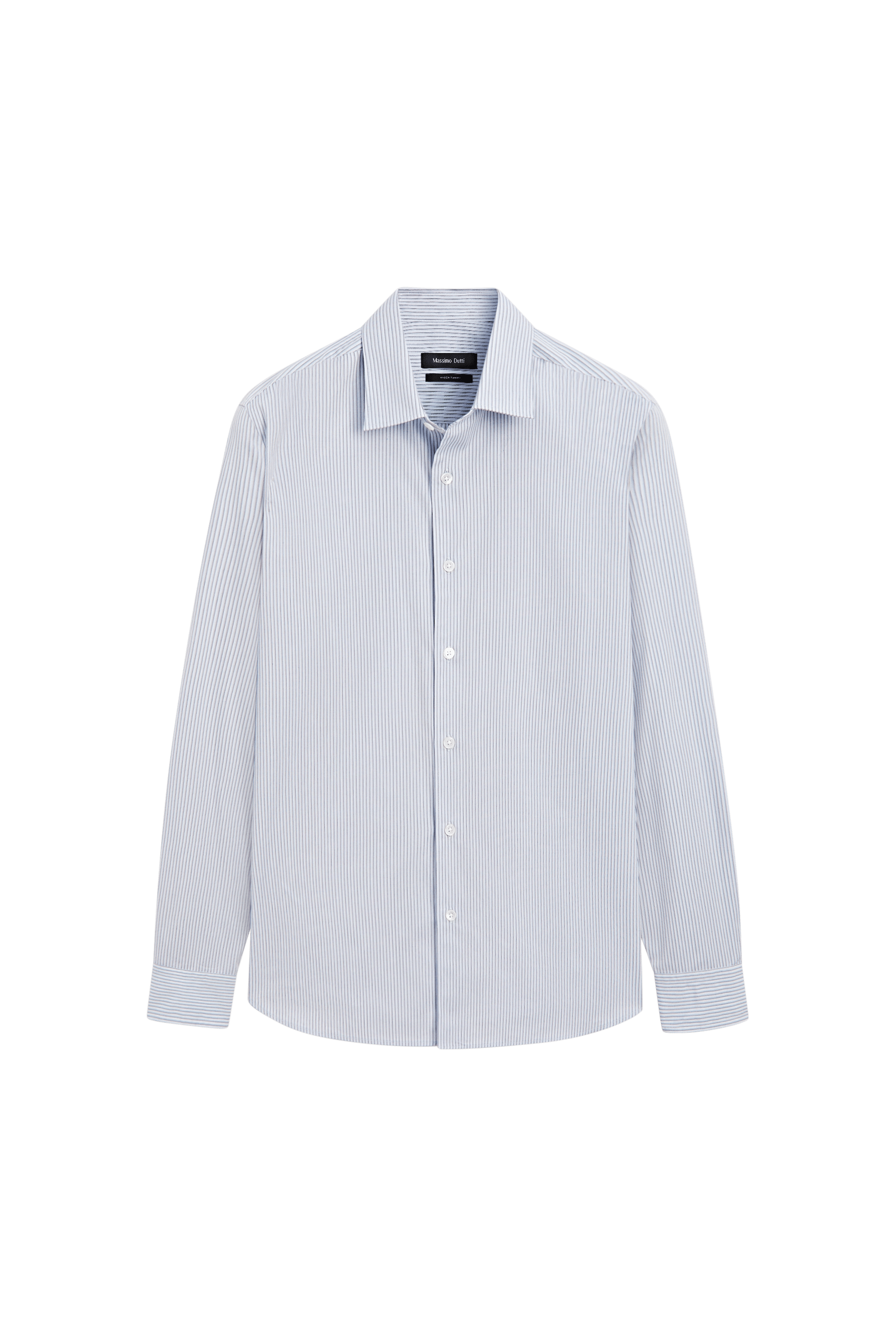 Massimo Dutti %100 pamuklu regular fit çizgili gömlek görsel 5