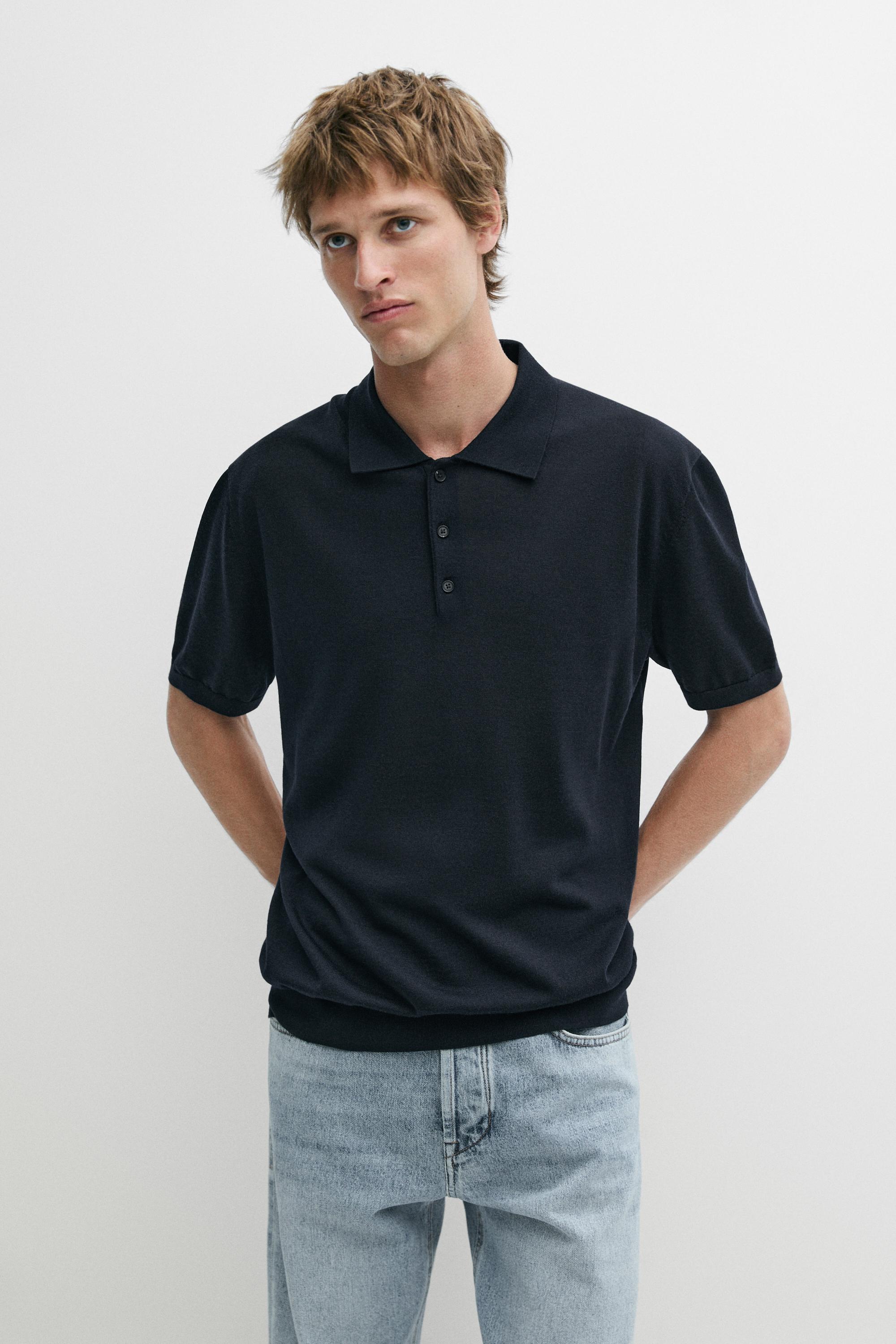 Polo en maille de laine mélangée