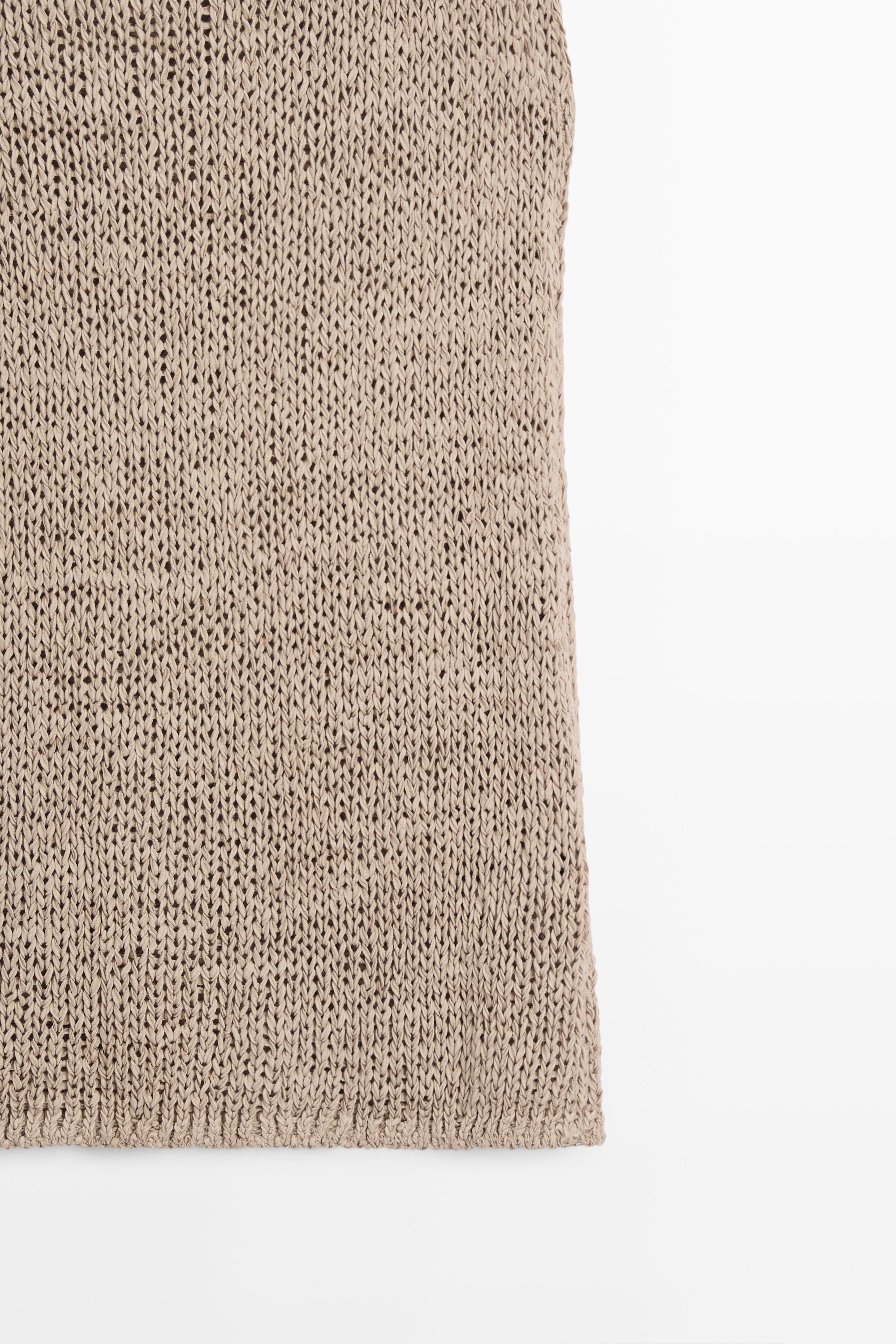 Knit cotton blend top — SAND