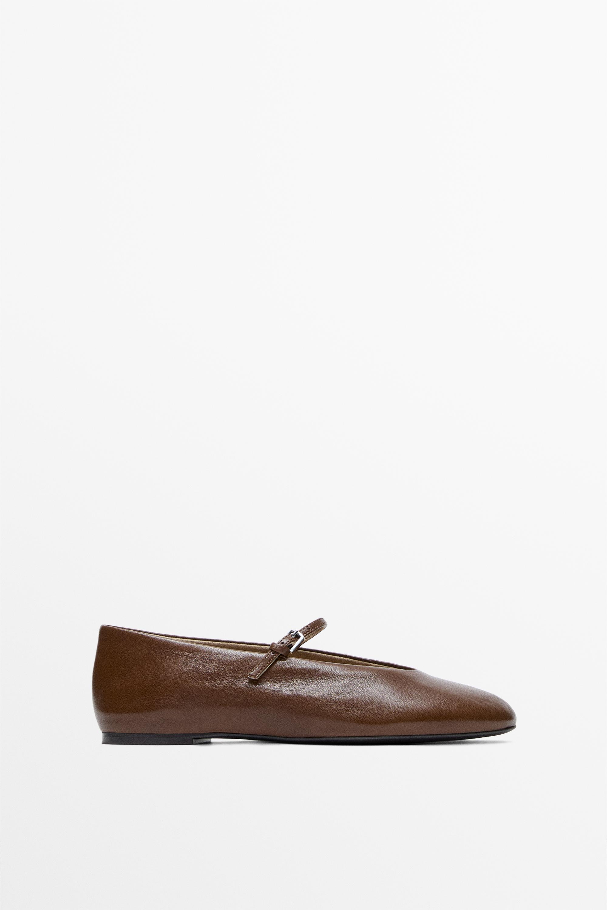 Soft leather ballerinas — HAZELNUT BROWN