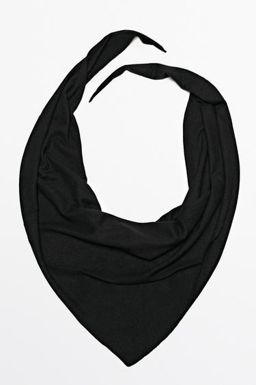 100% Cashmere Knit Bandana — BLACK 2