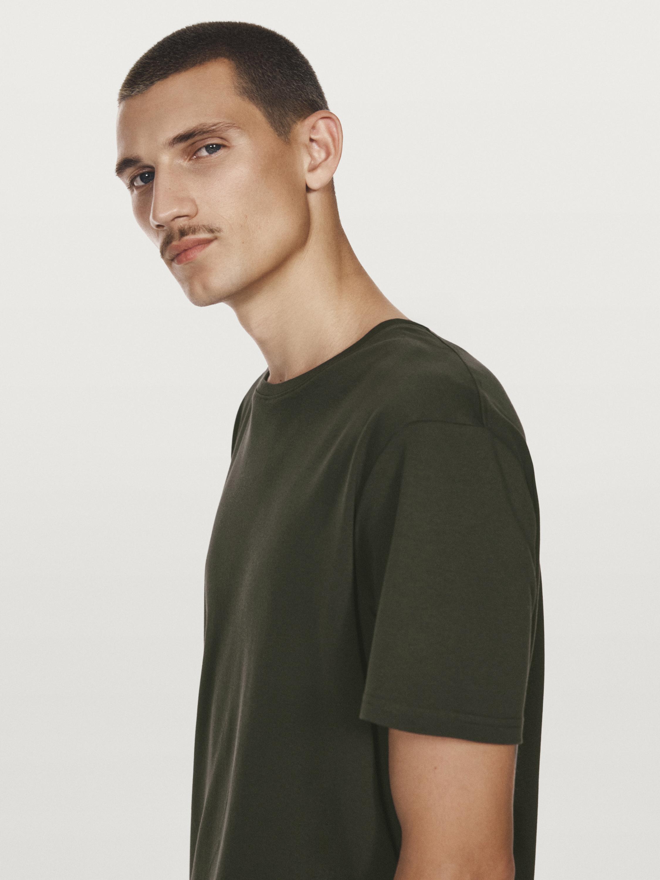 100% mercerised cotton T-shirt — KHAKI