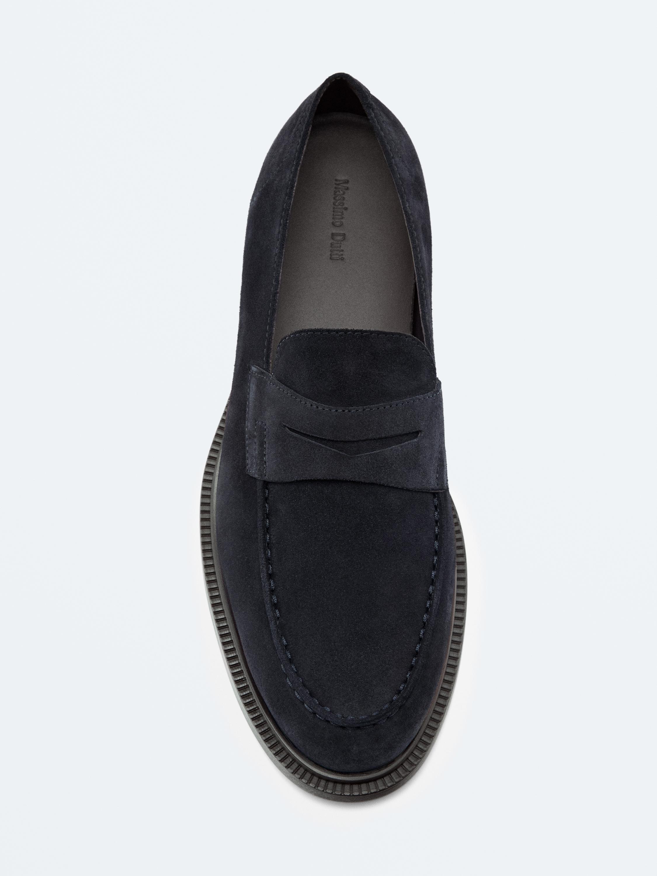 Split leather penny loafers — Dark blue