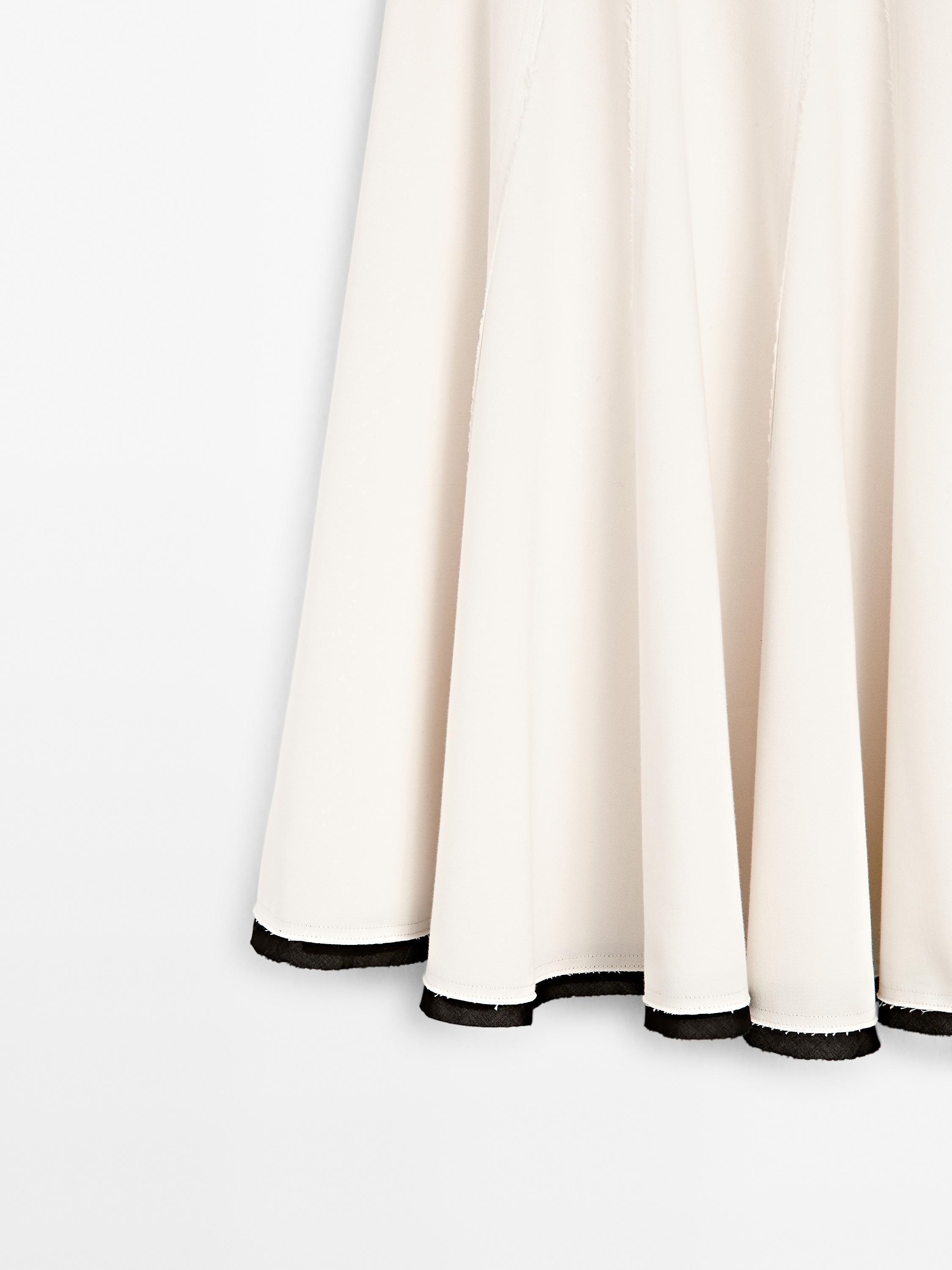 Flounce midi skirt with contrasting detail
