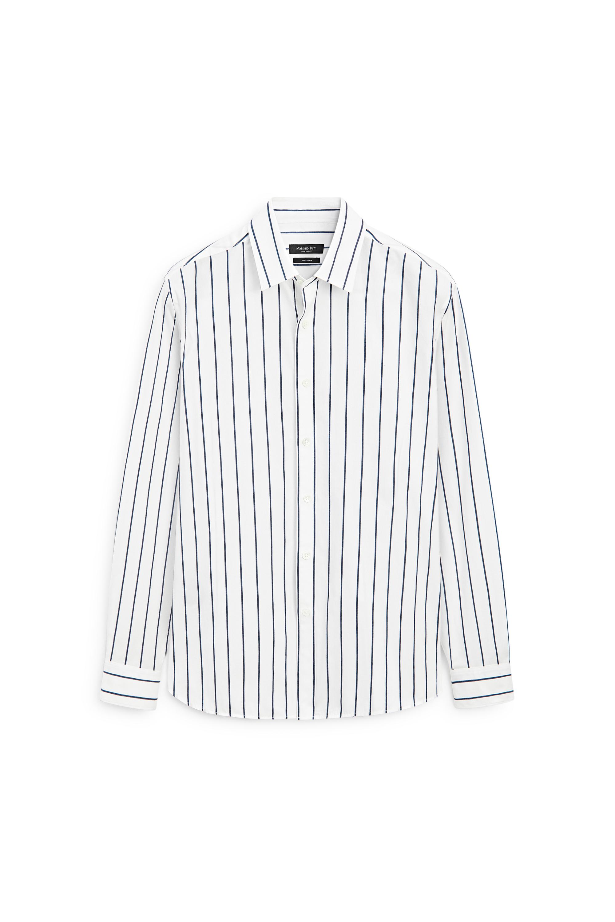 100% cotton relaxed fit striped shirt — WHITE
