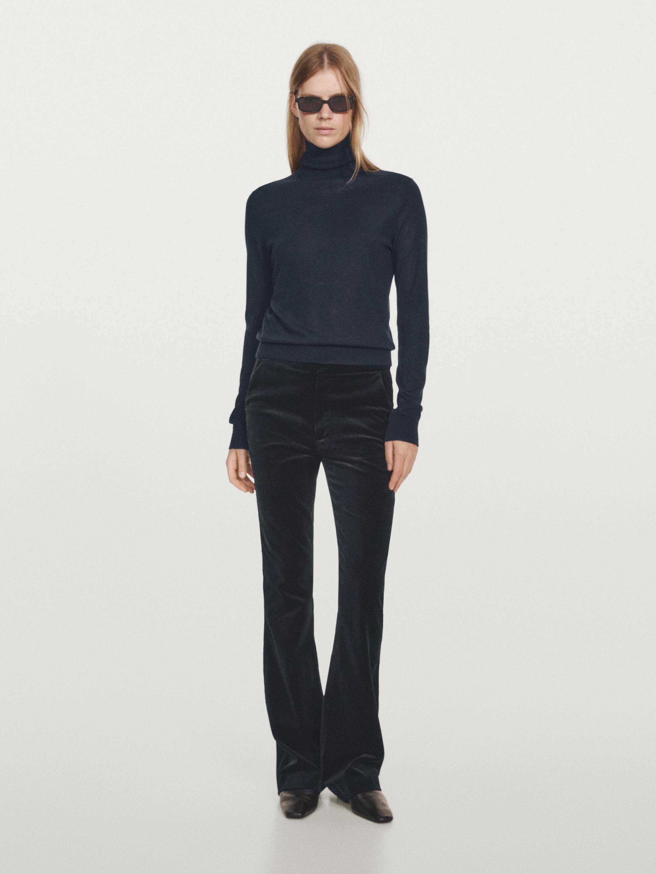 Skinny flare fit velvet trousers