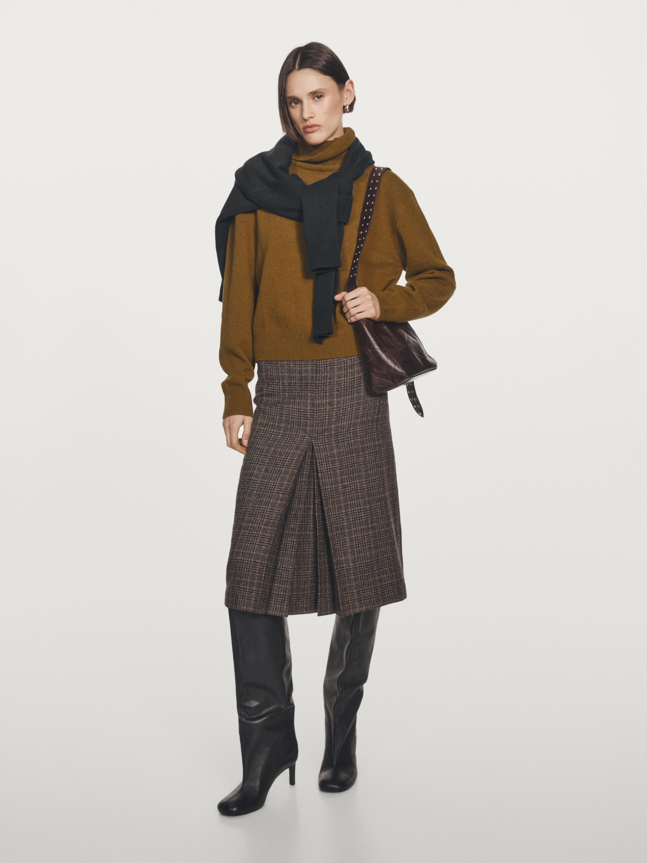 Юбка миди из 100% шерсти в клетку