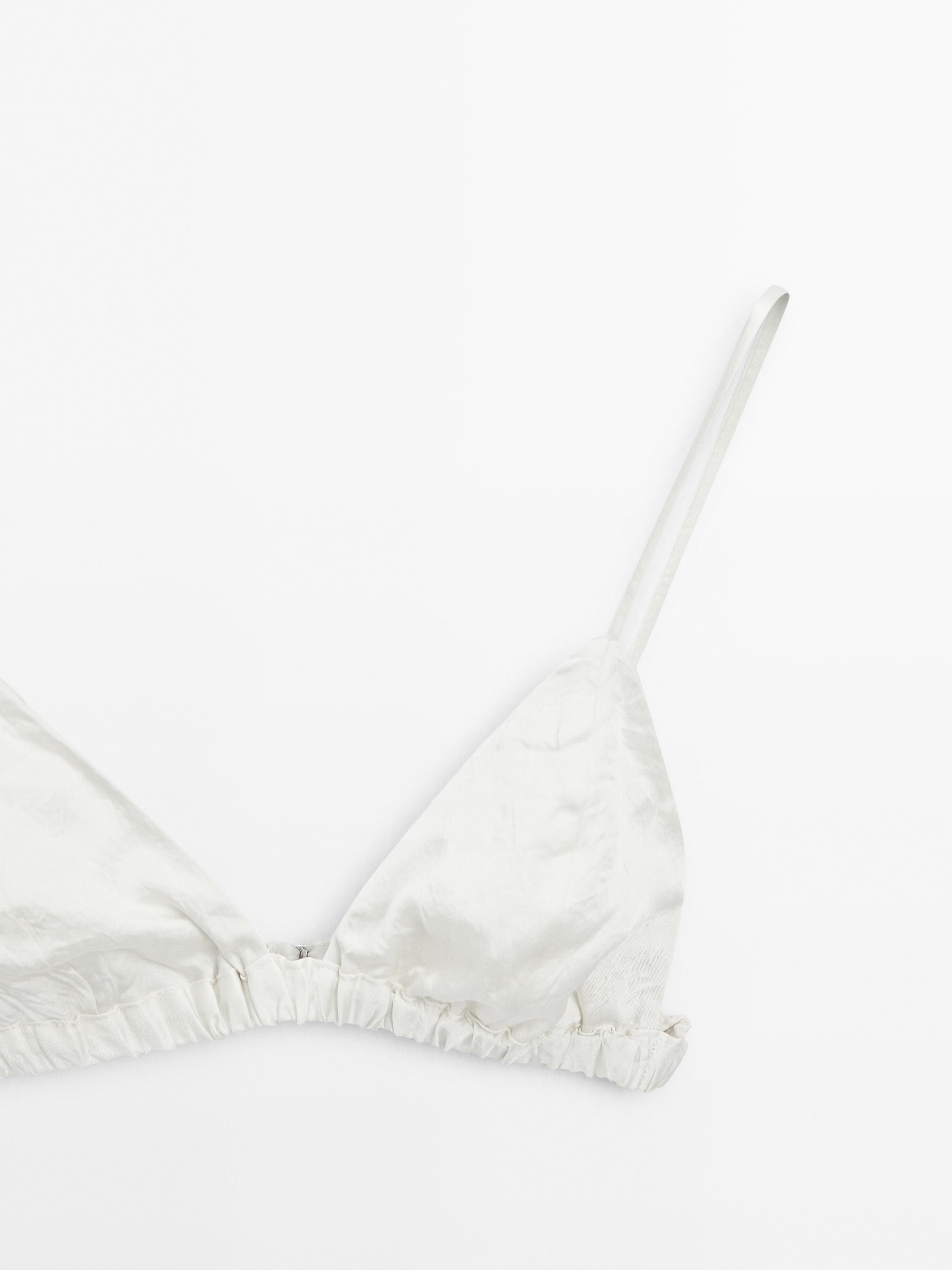Satin triangle bra with elasticated detail - STUDIO