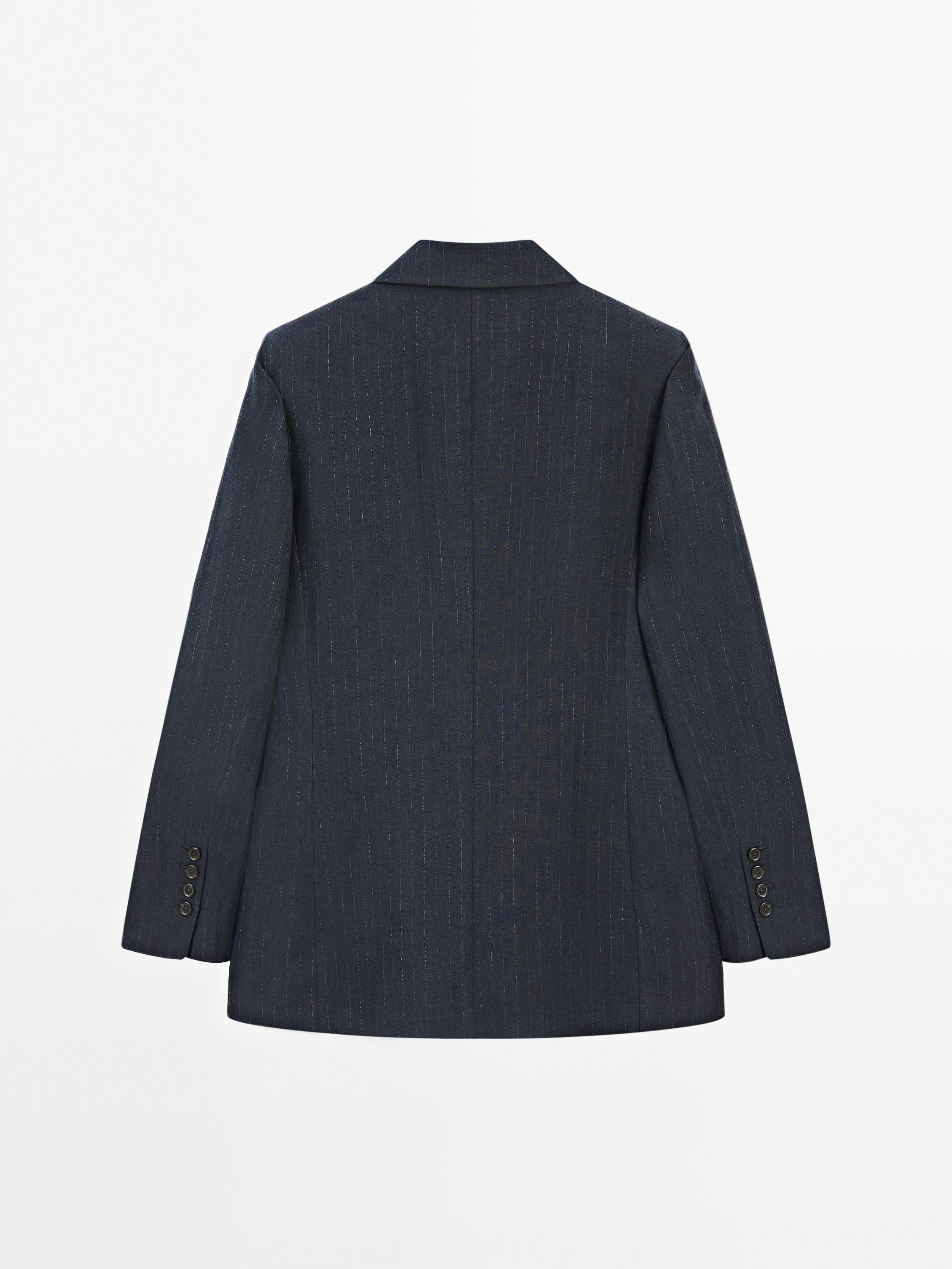 Linen blend pinstripe blazer