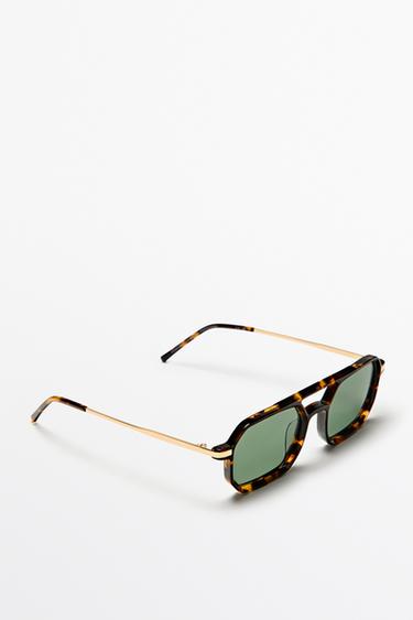 Double-bridge tortoiseshell sunglasses — BROWN 2