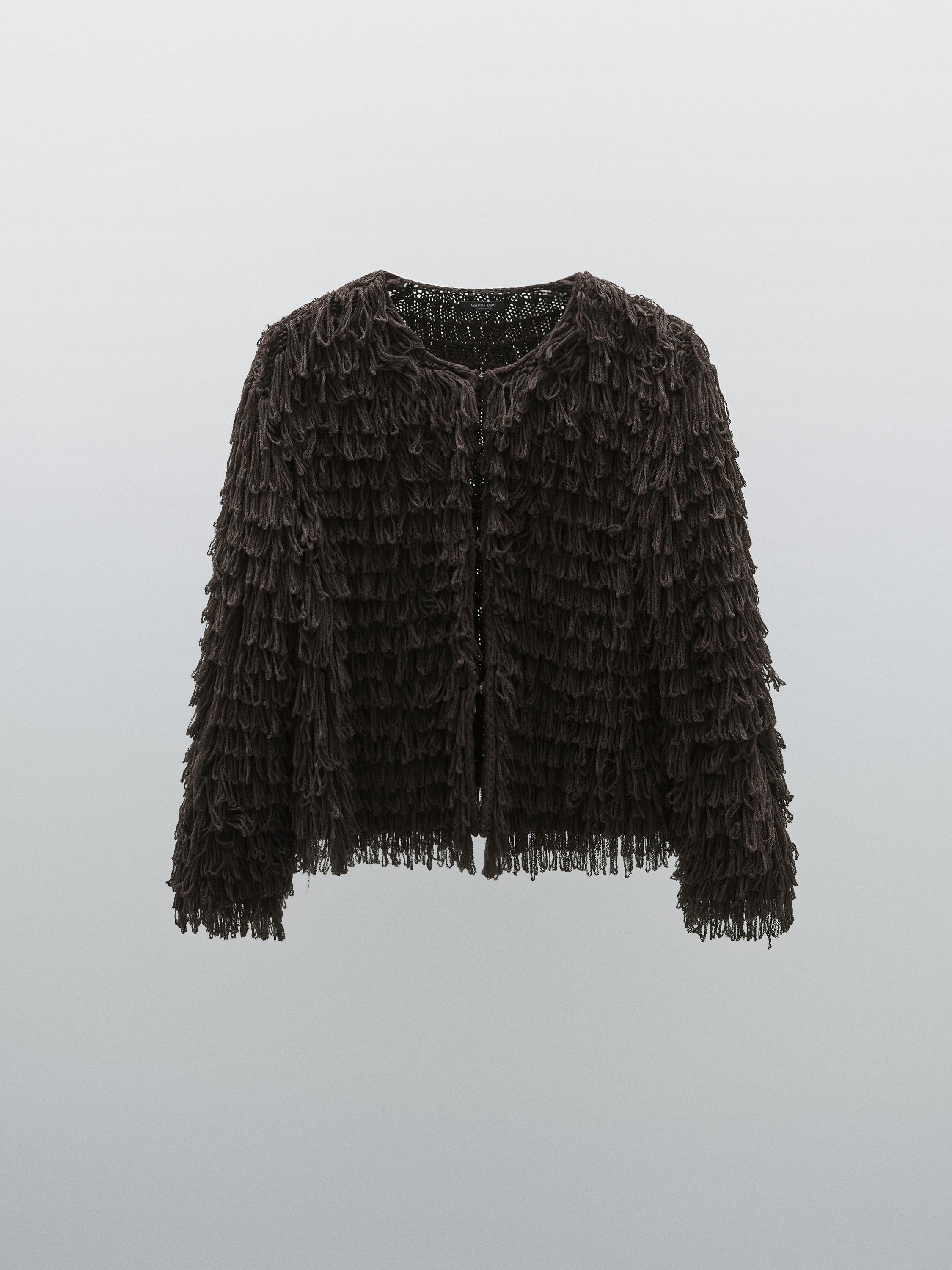 Knit cardigan with fringing - Studio