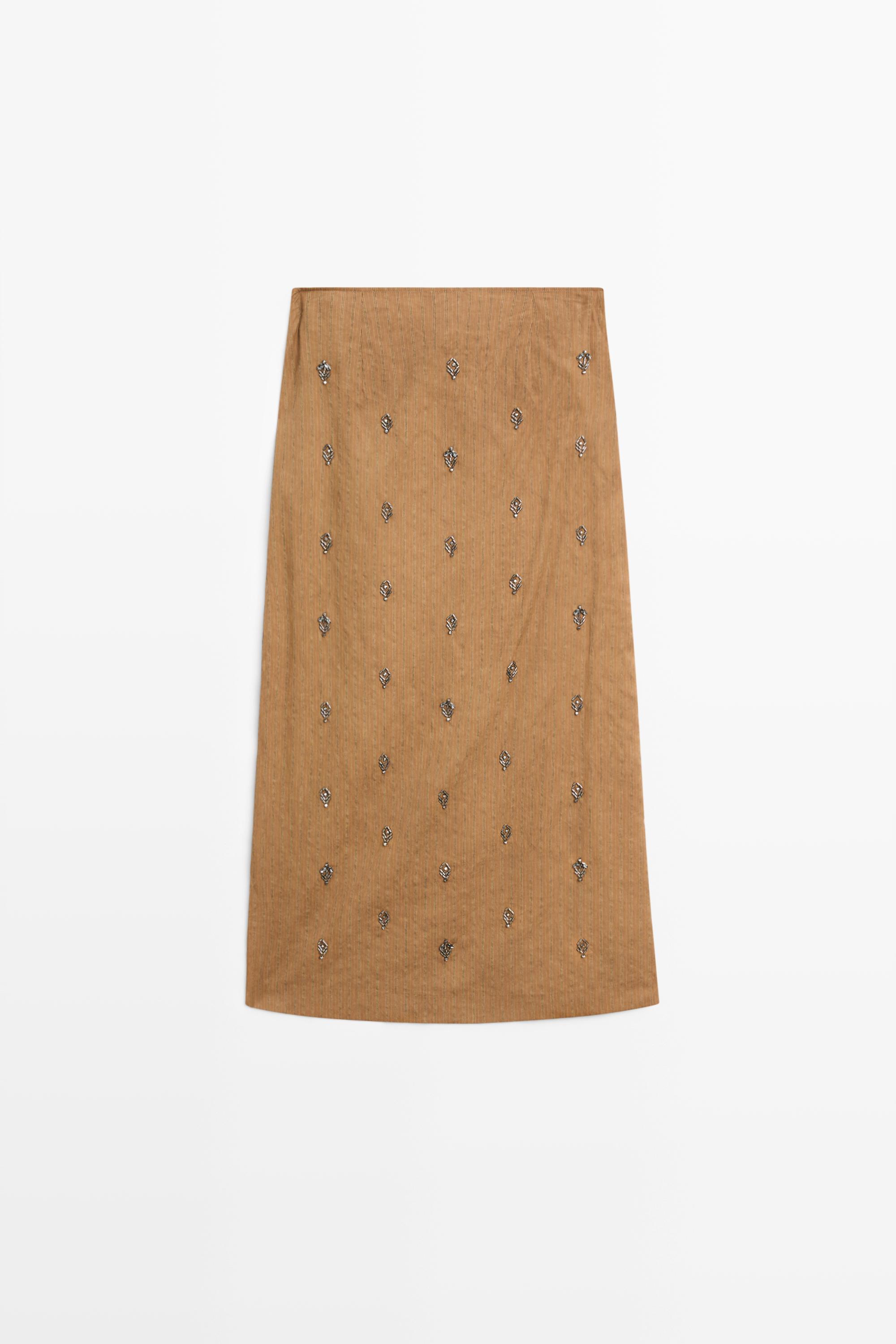 Midi pareo skirt with appliqués — MUSTARD YELLOW