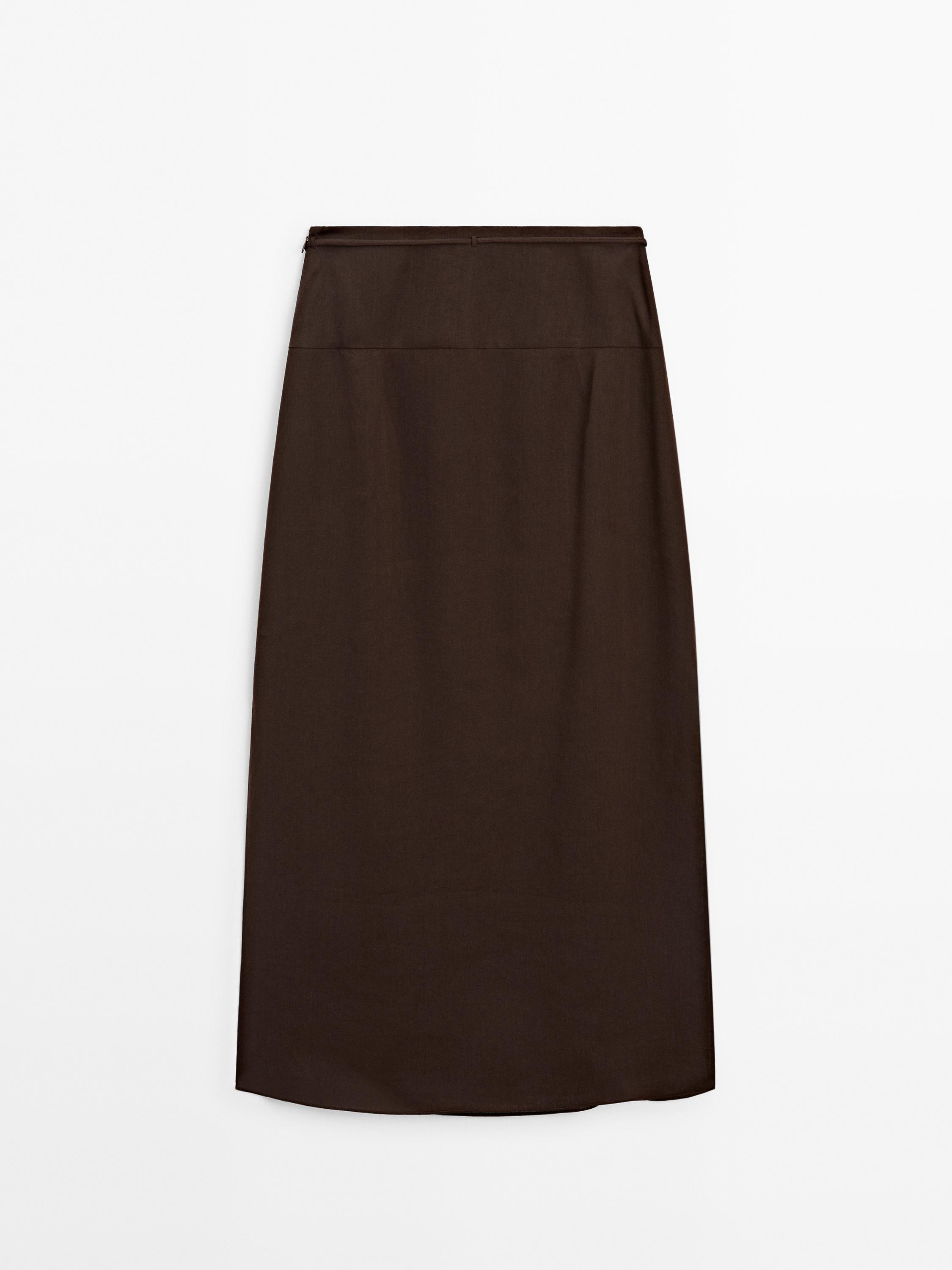 Long skirt with drawstring detail
