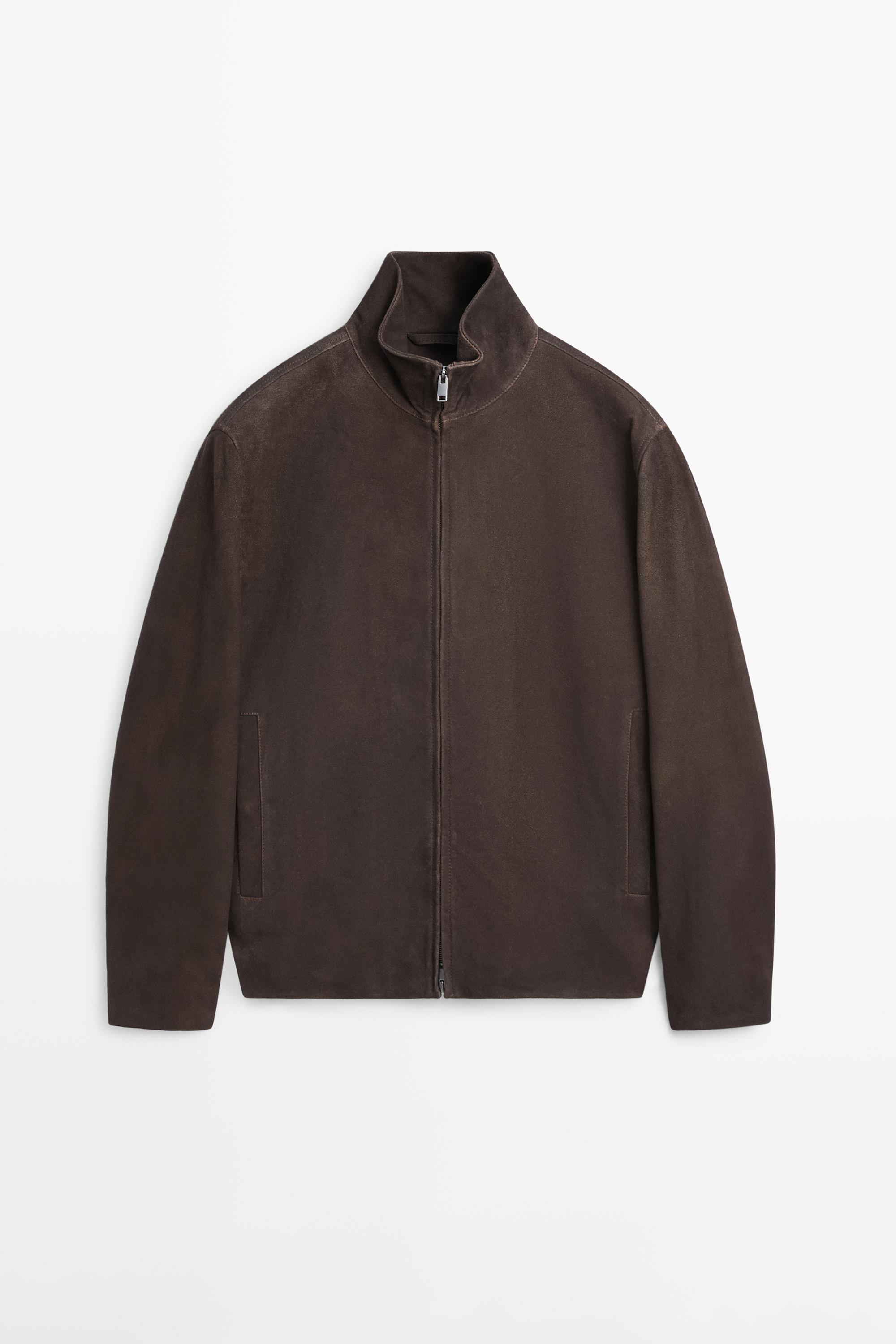 Suede leather jacket — GREY