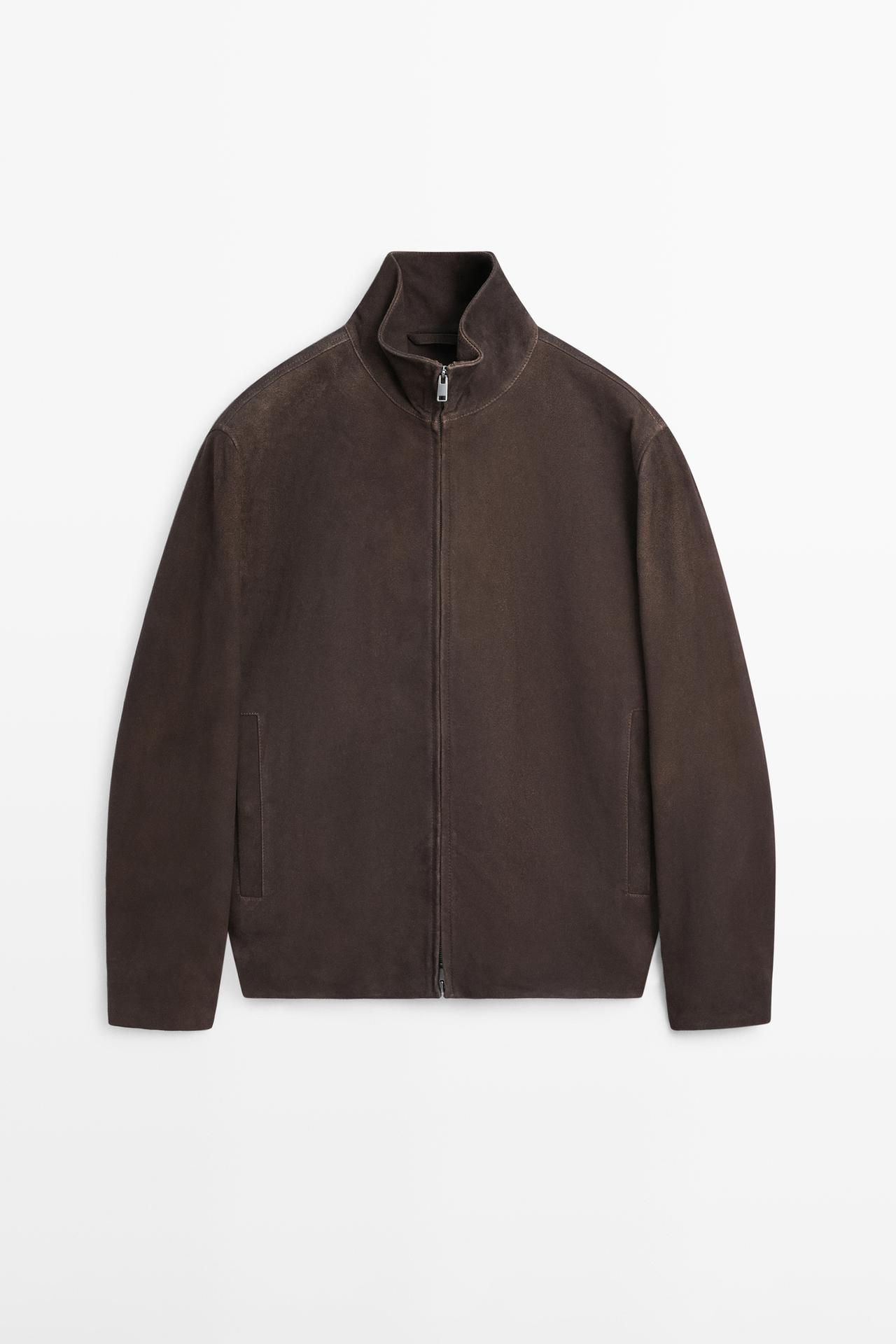 Suede leather jacket — GREY