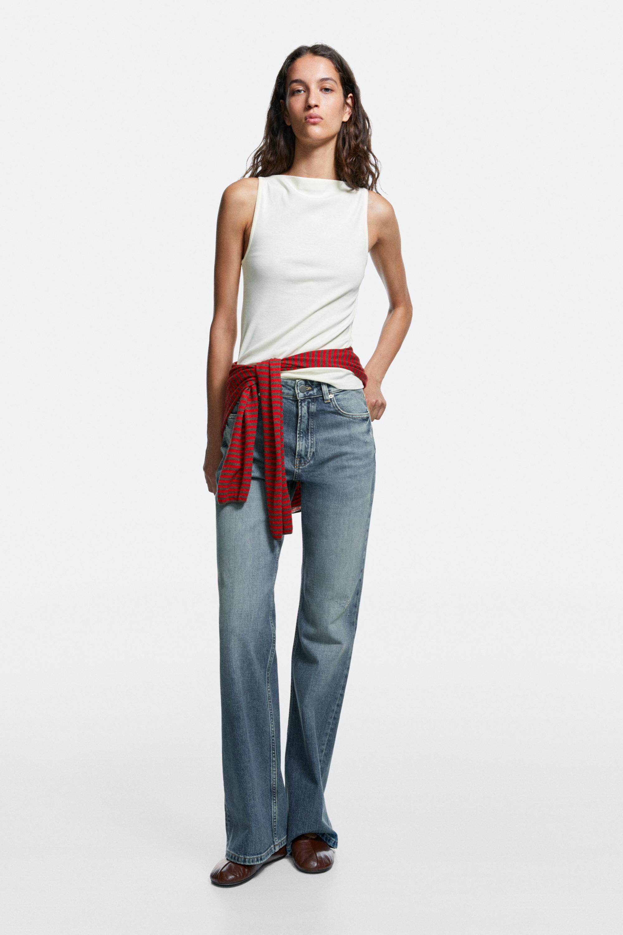 High-waist boot-cut jeans