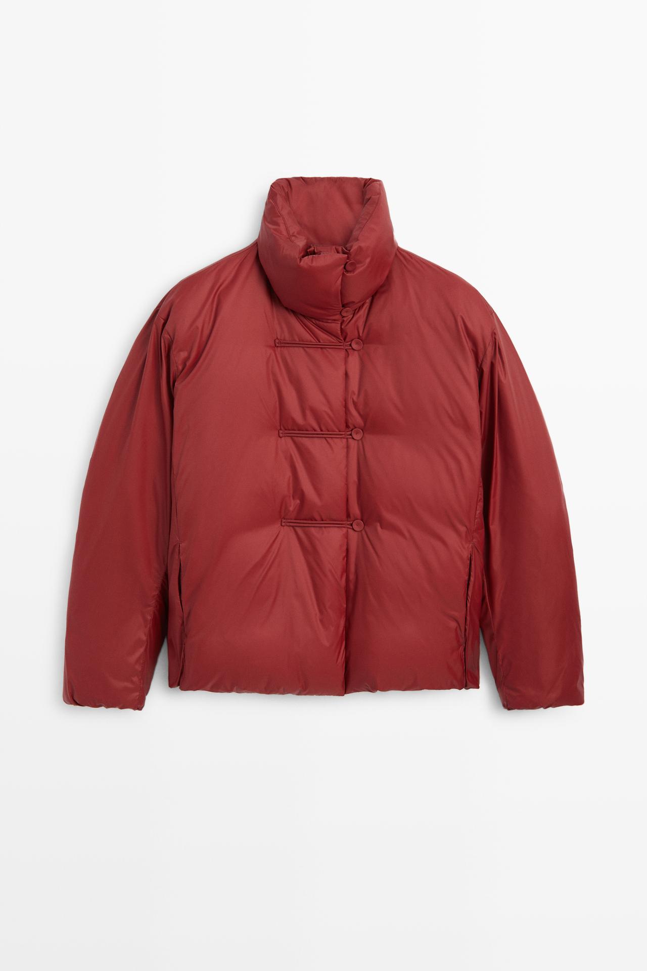Down jacket with toggle detail — DARK PINK