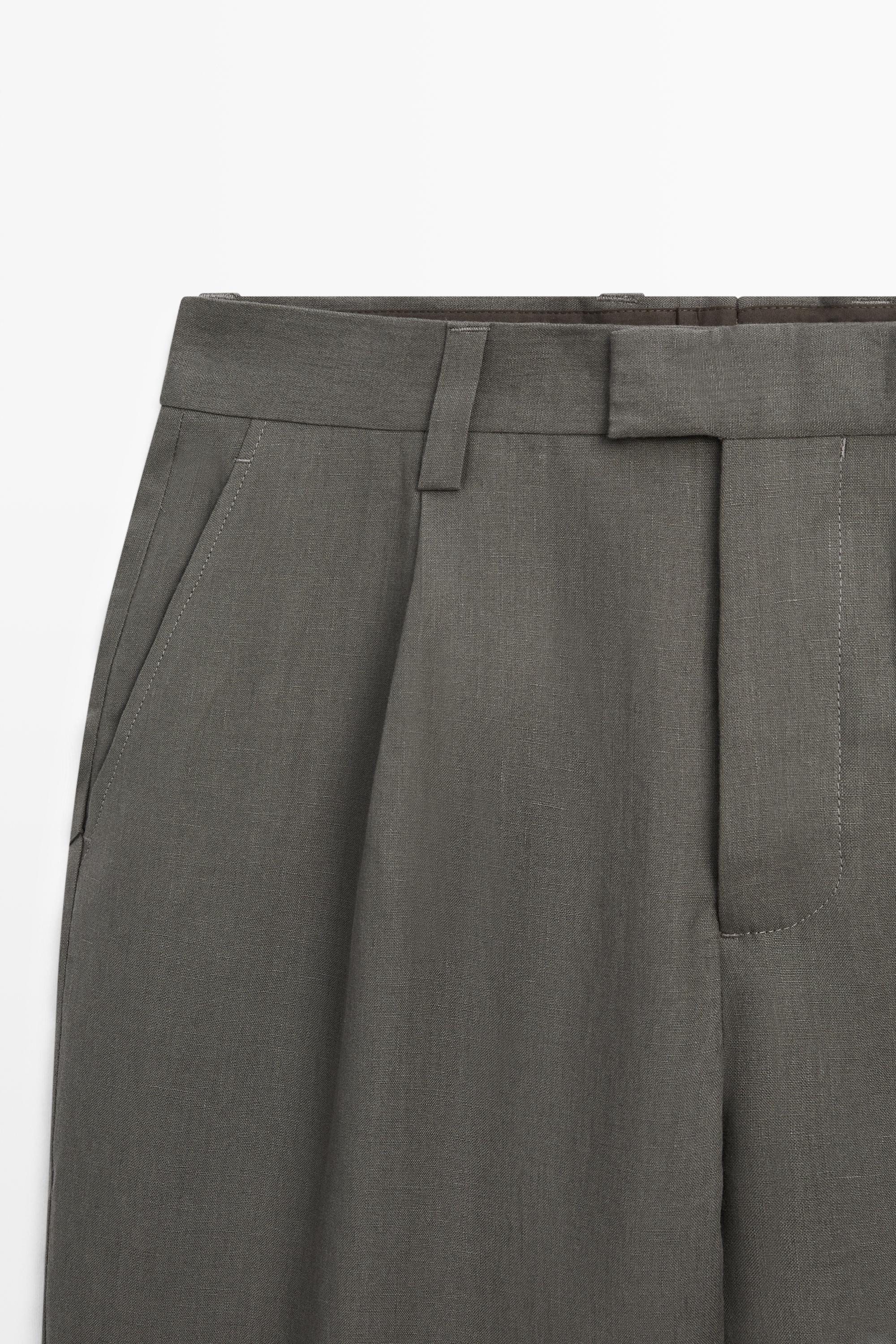 Linen suit trousers — DARK GREEN