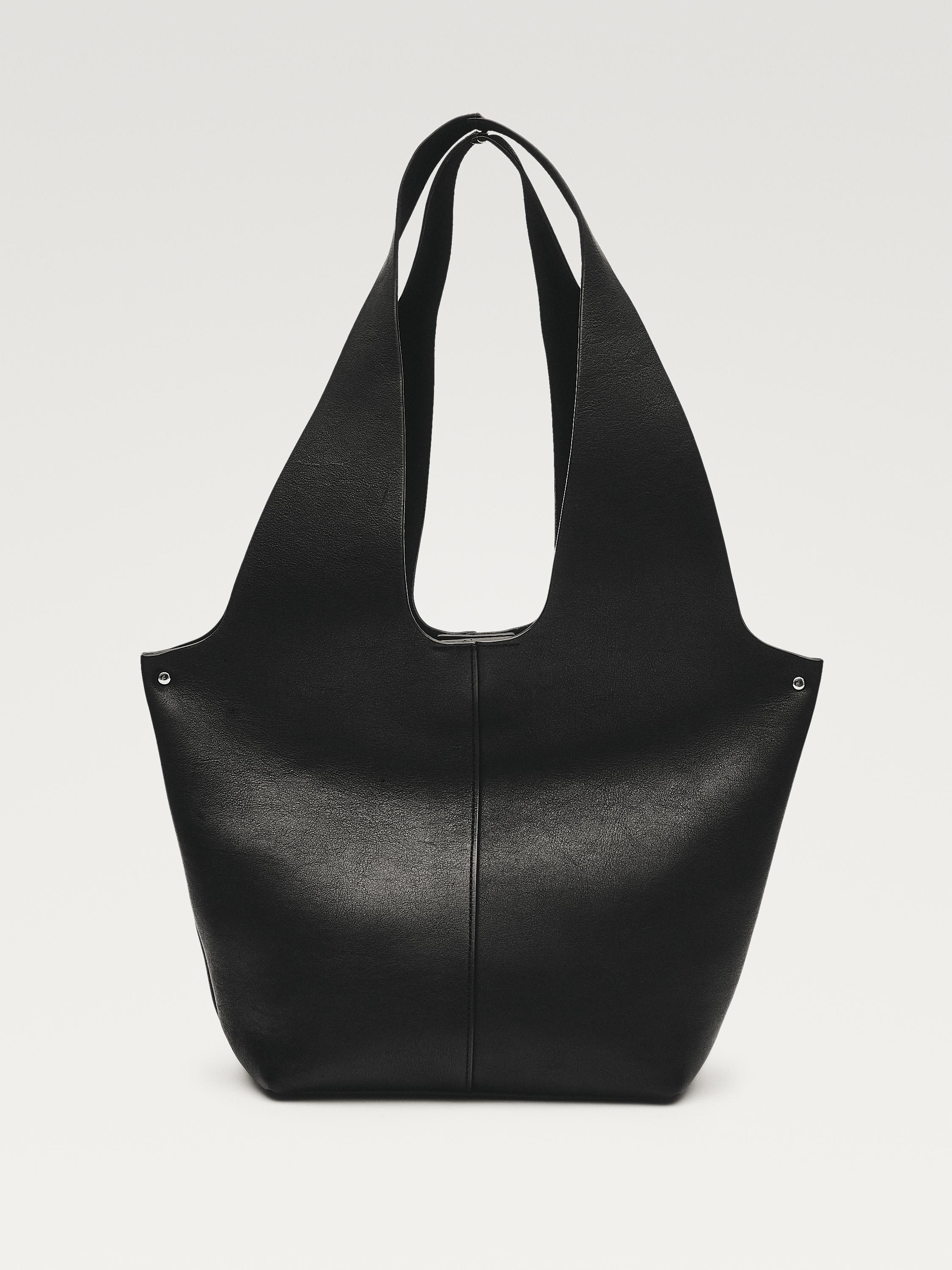Nappa leather tote bag — BLACK