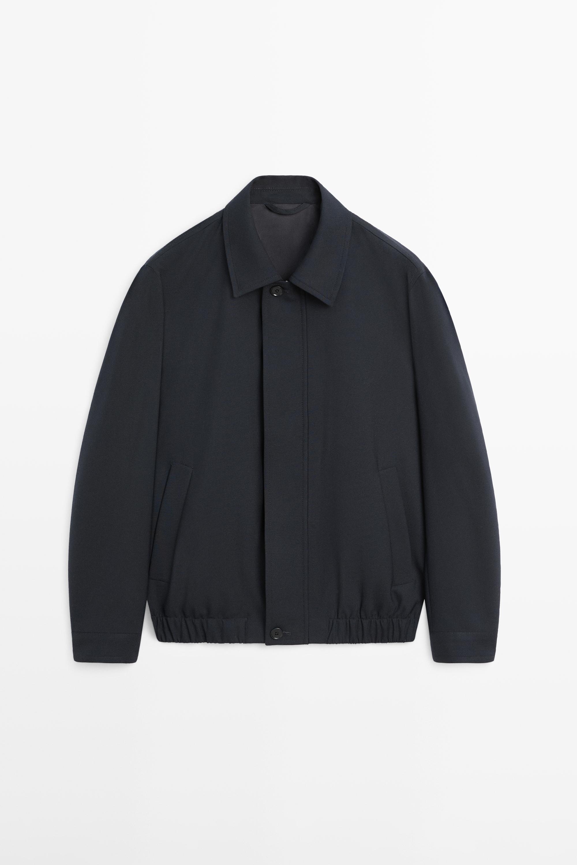 Cold wool total look jacket — NAVY BLUE