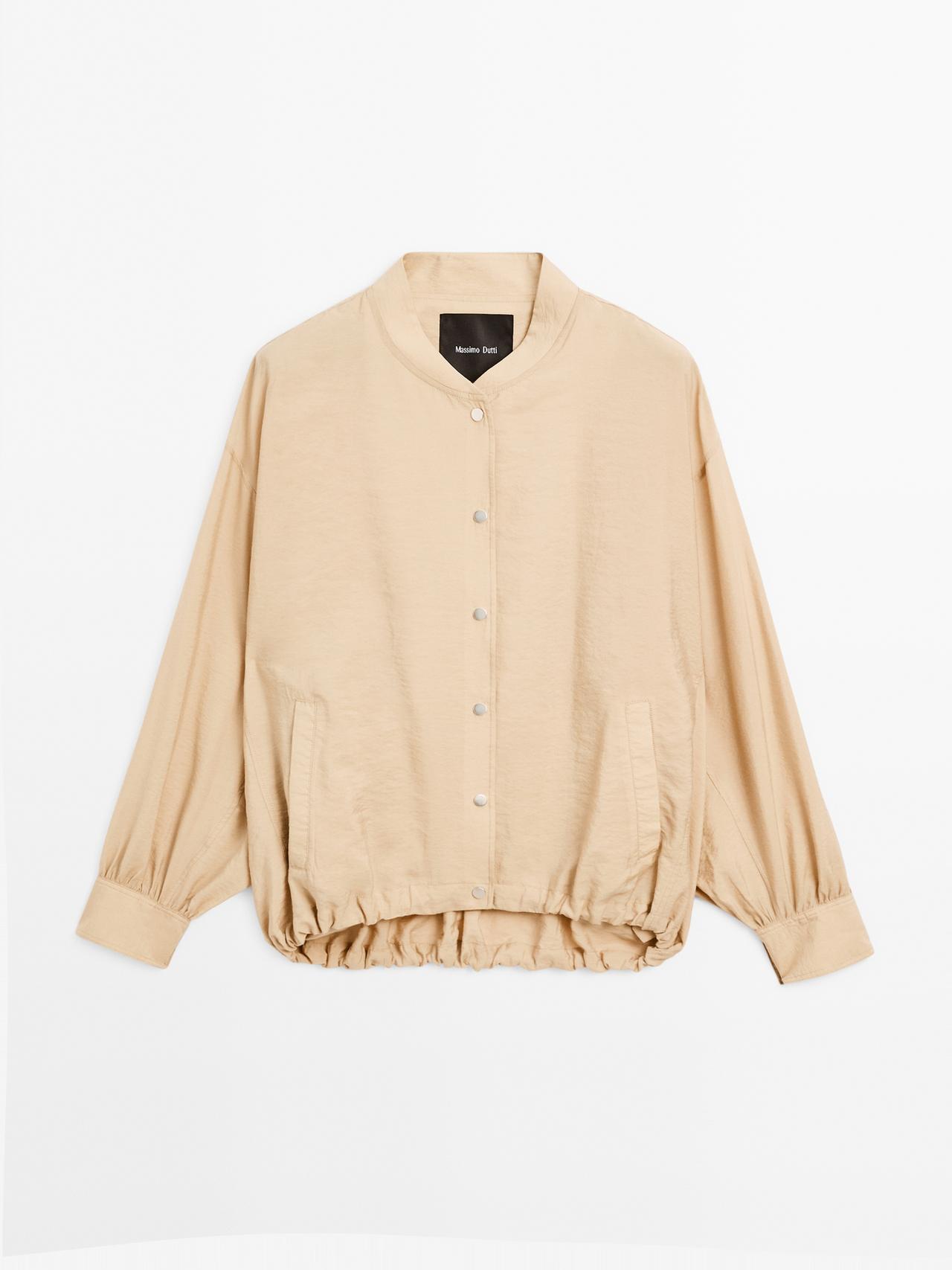 Massimo Dutti - Dame - Løstsiddende Bomberjakke Med Snoretræk - Beige - M