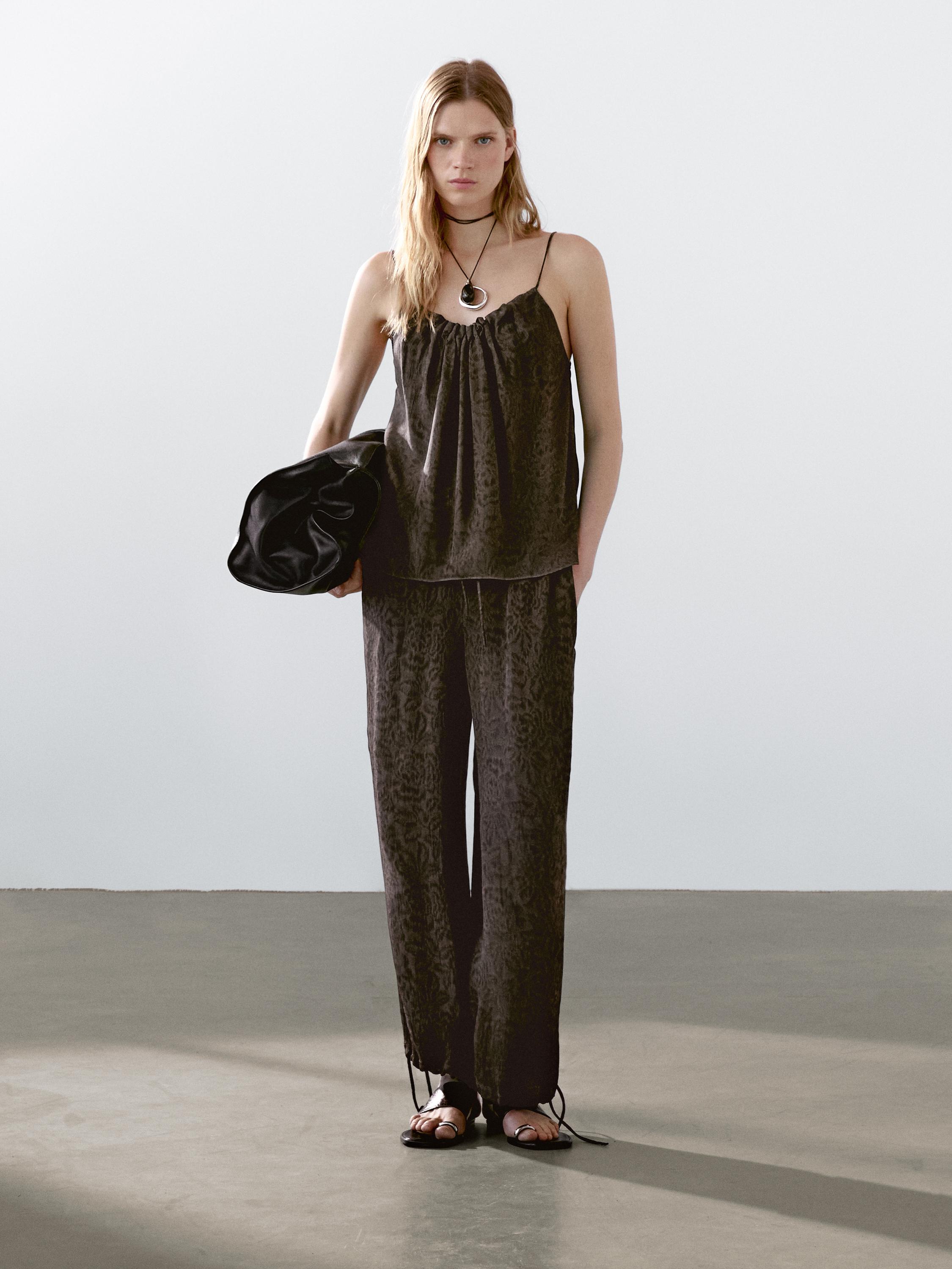 Top bretelles fluide jacquard