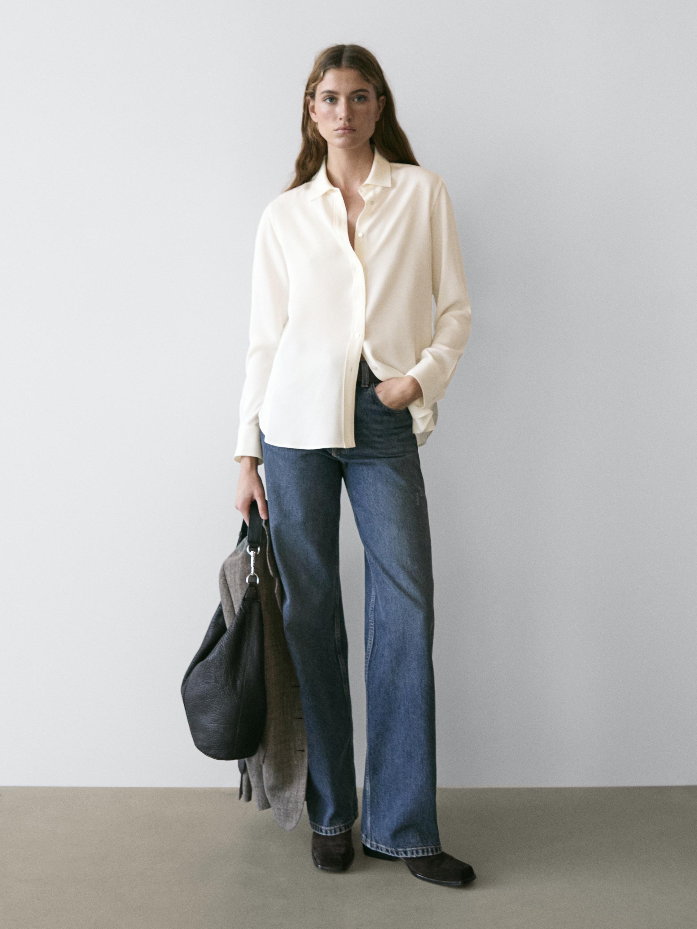 Flowing shirt with shirt collar — Off white