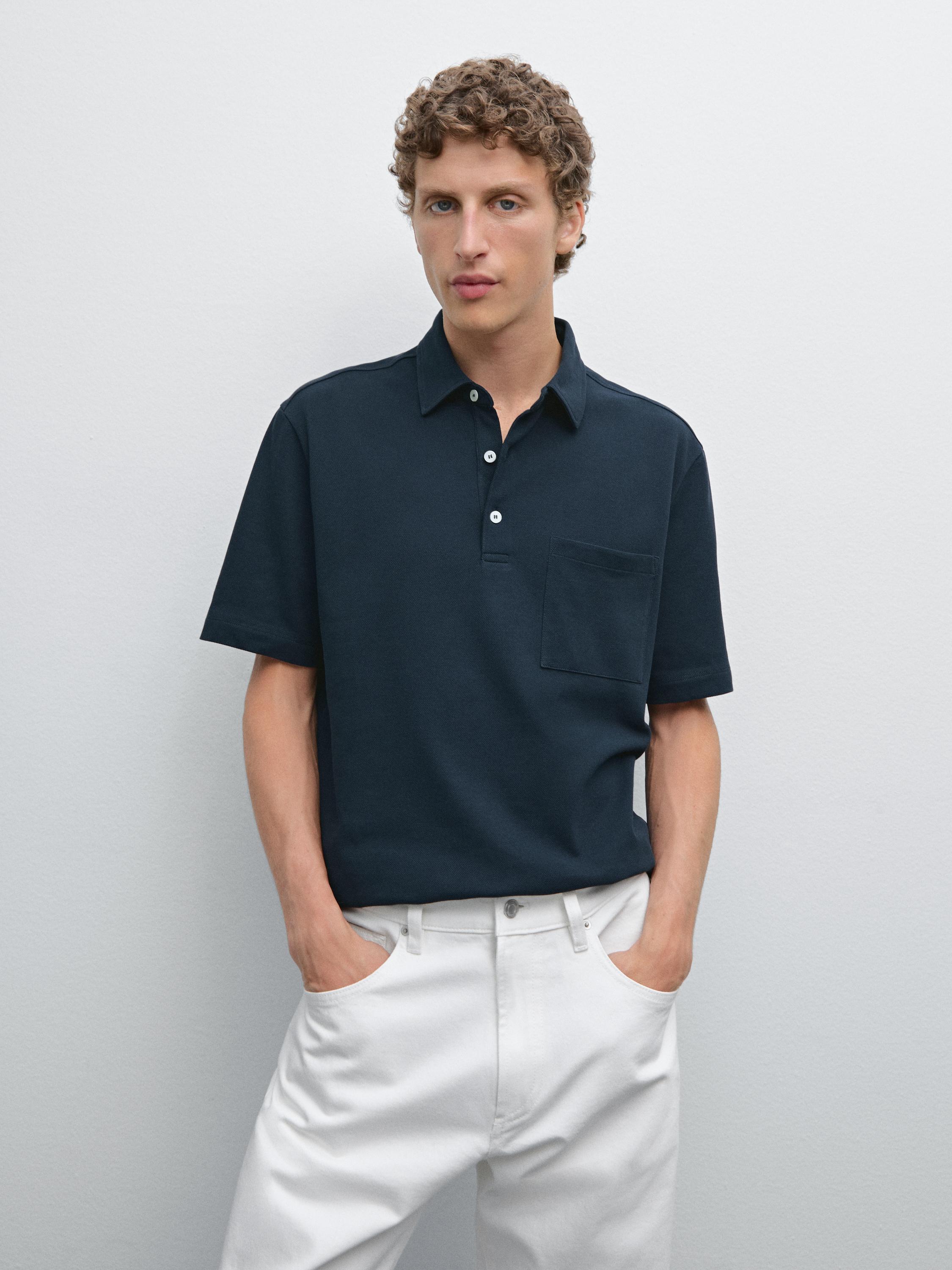 Piqué textured 100% cotton polo shirt