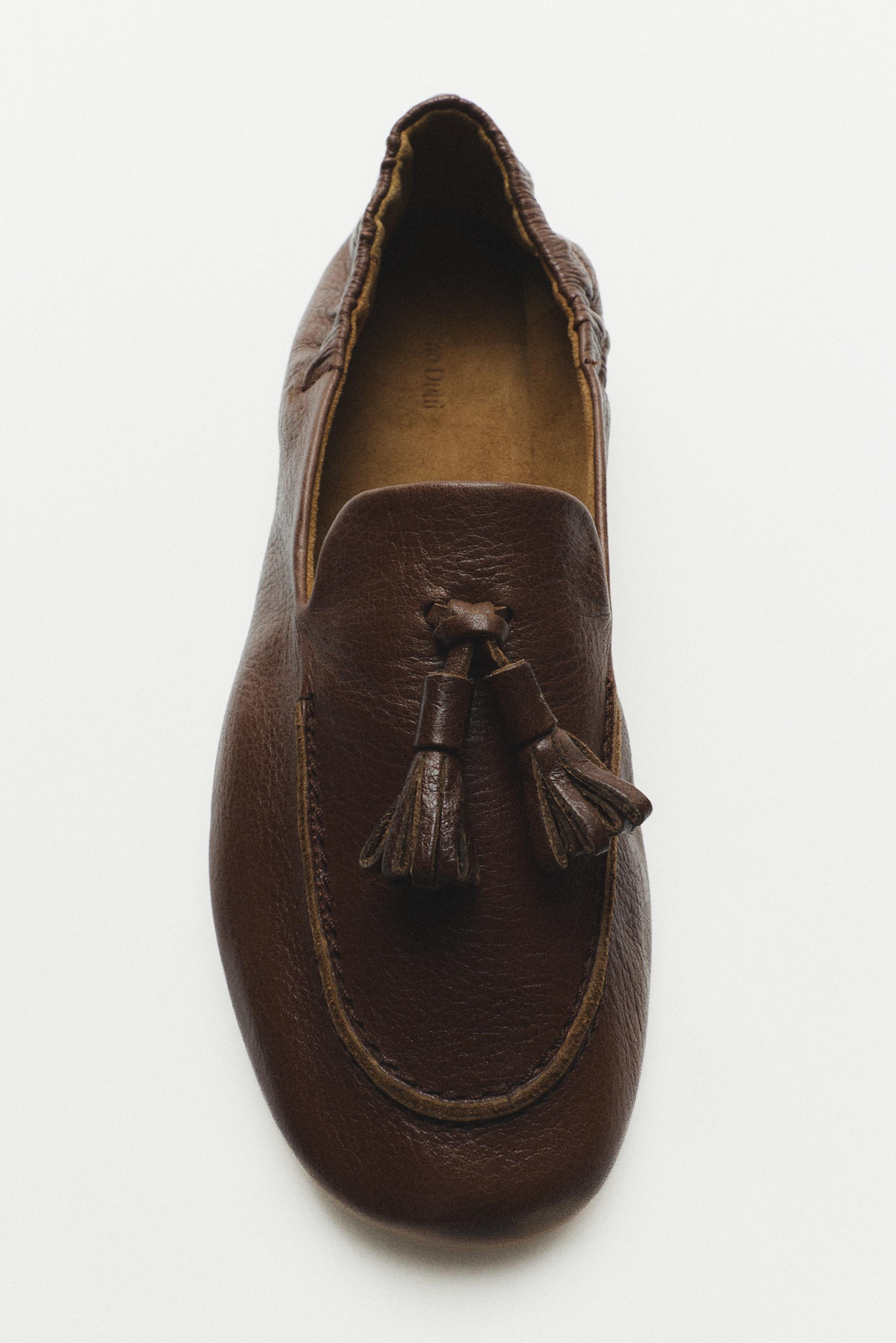 Leather tassel loafers — HAZELNUT BROWN