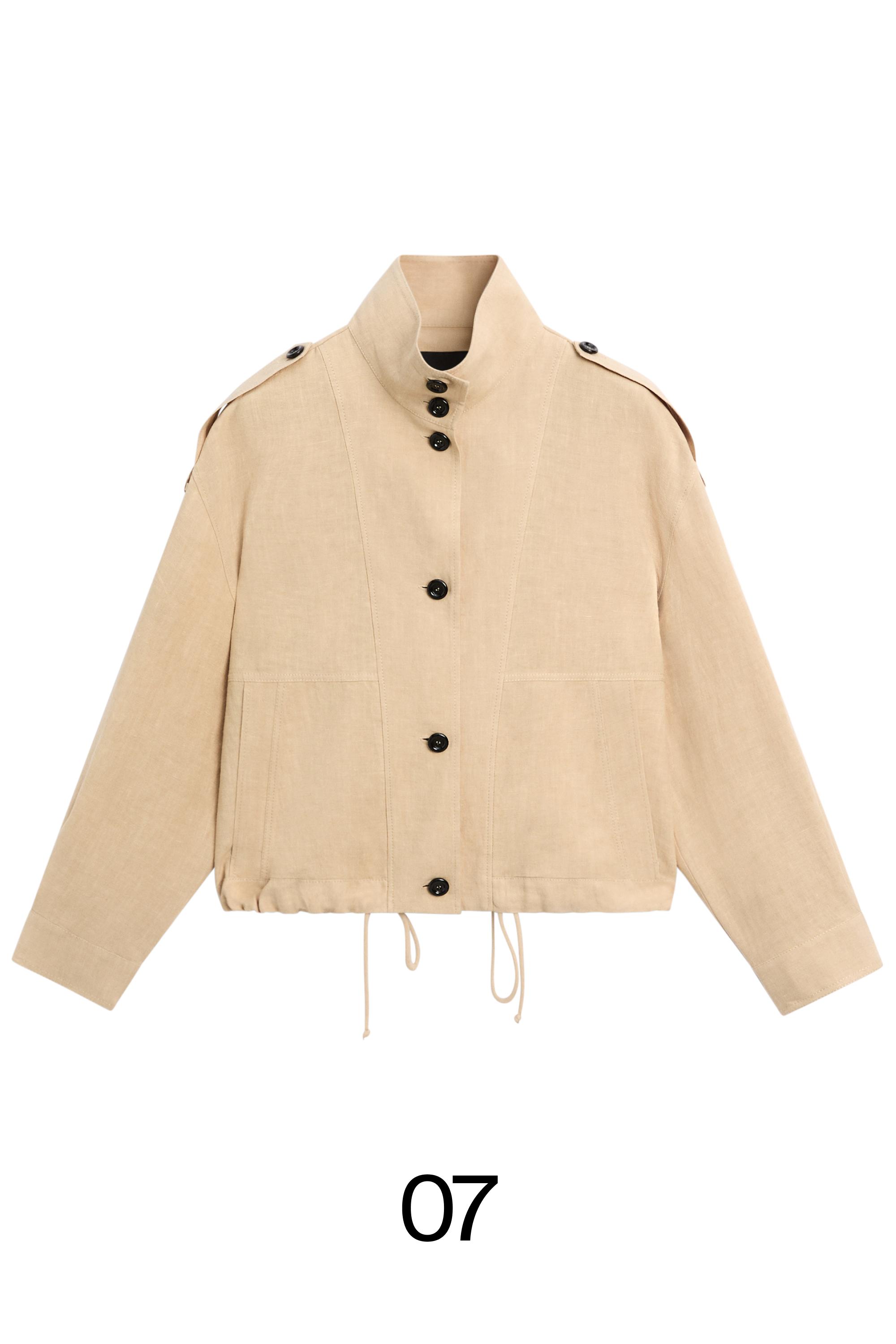 100% linen fluid bomber jacket — MUSTARD YELLOW