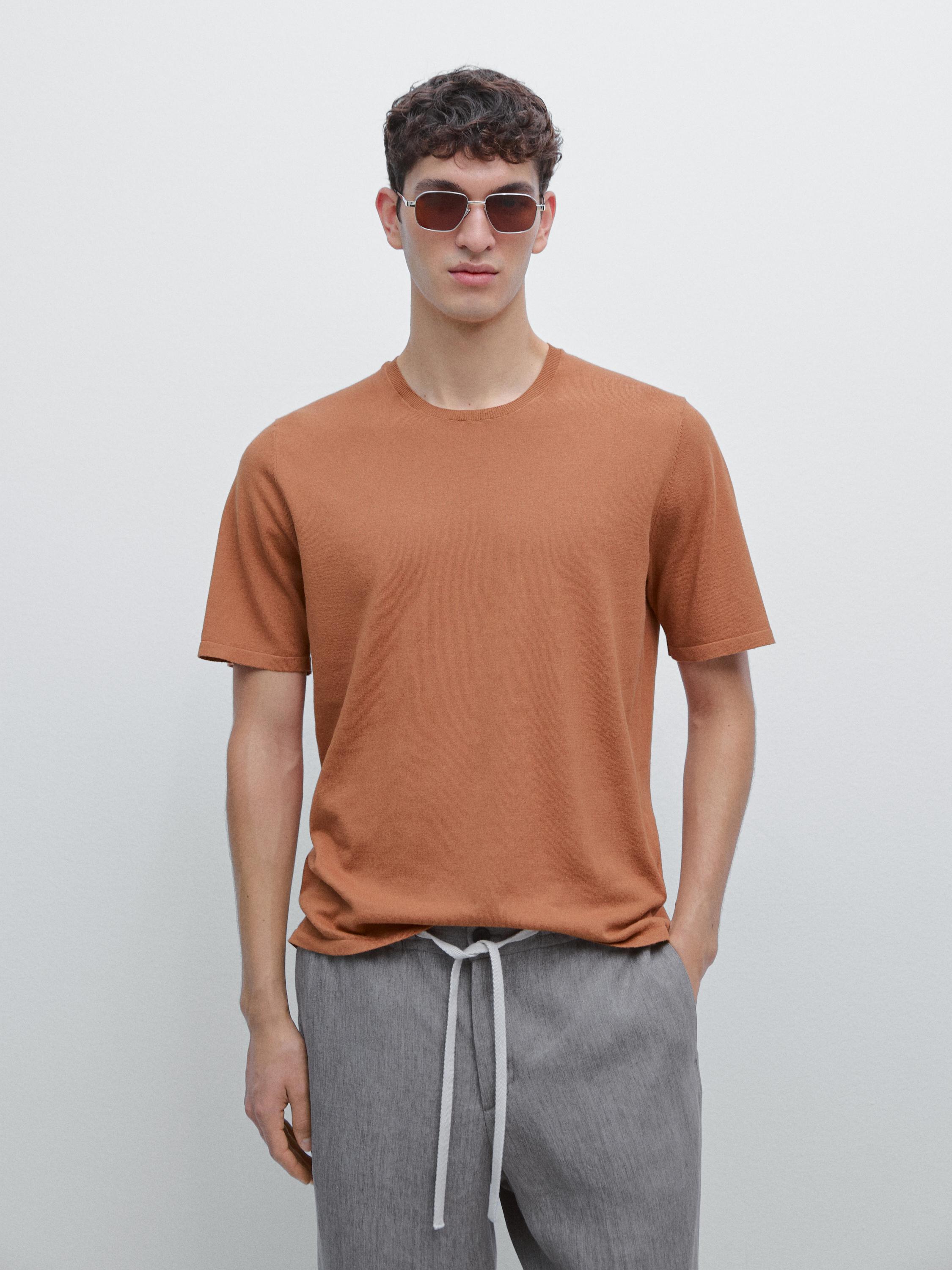 T-shirt en maille de coton mélangé