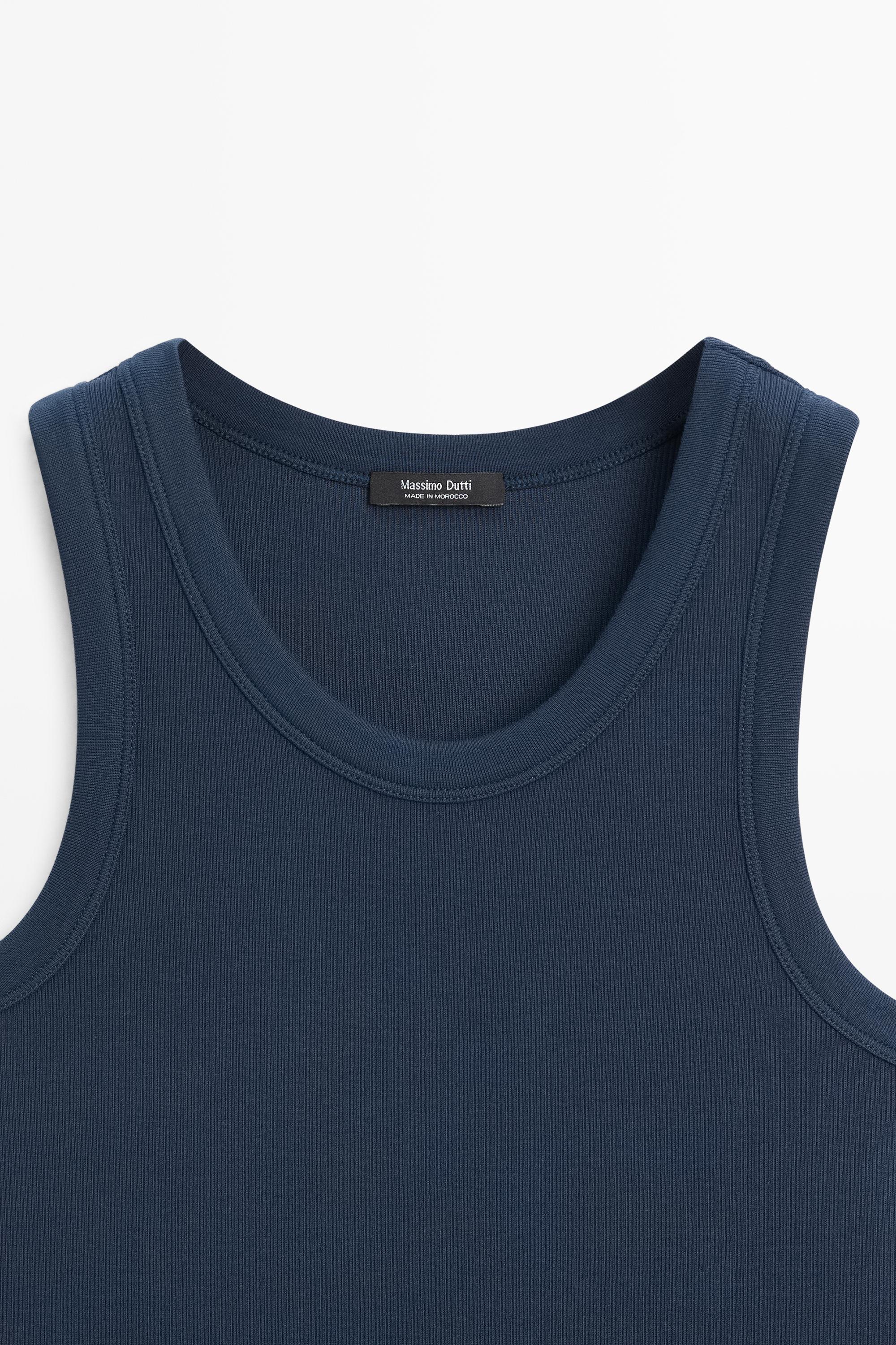 Cotton blend halter top — NAVY BLUE