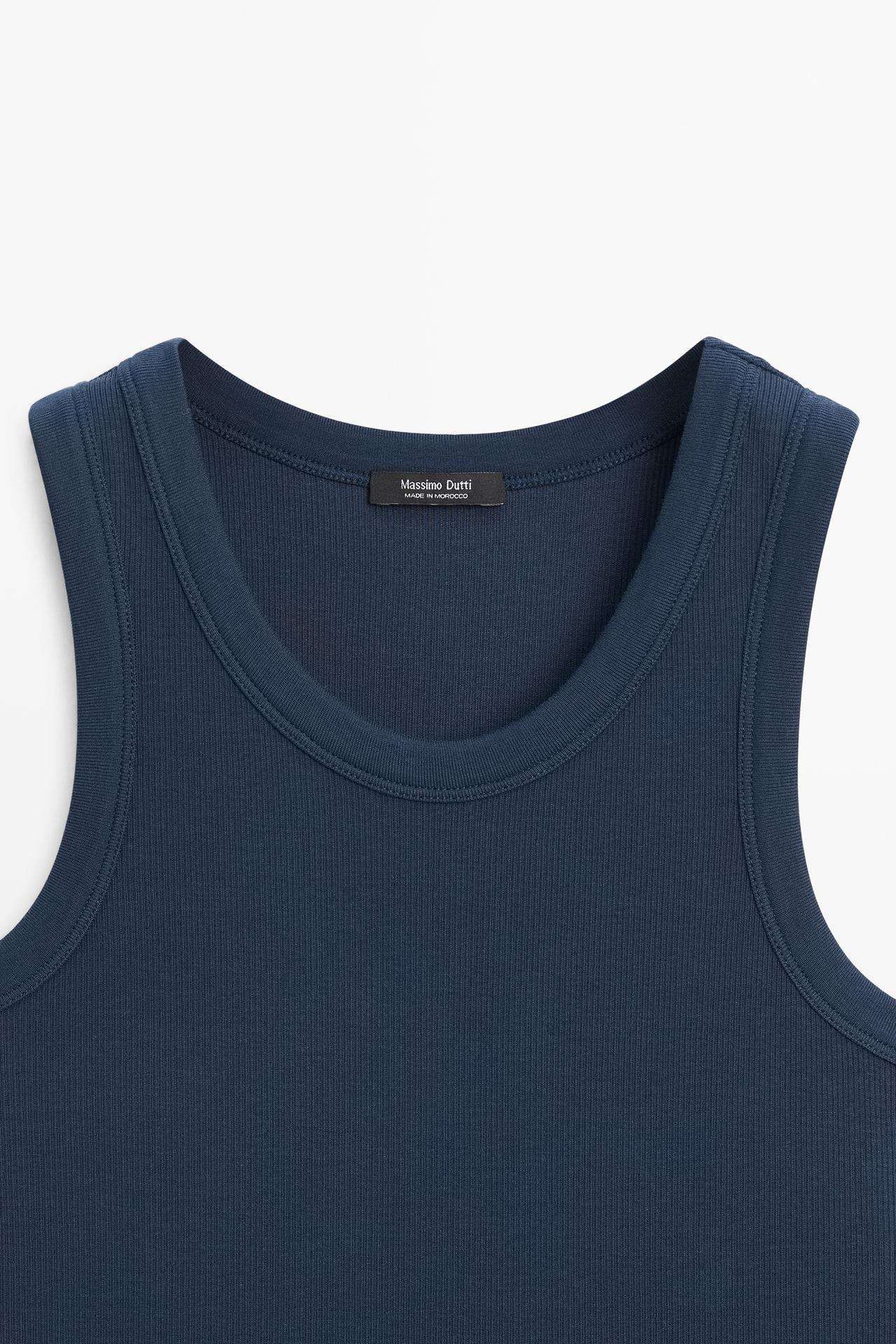 Cotton blend halter top — NAVY BLUE