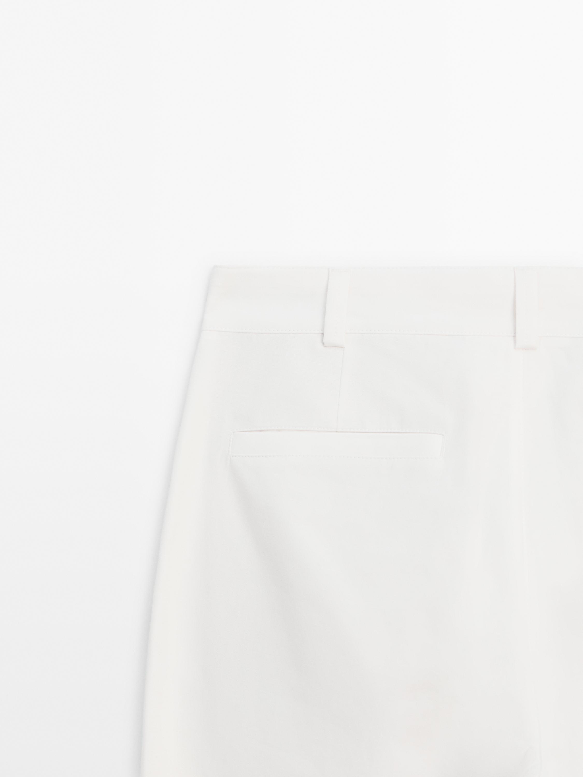 Cotton blend relaxed fit trousers