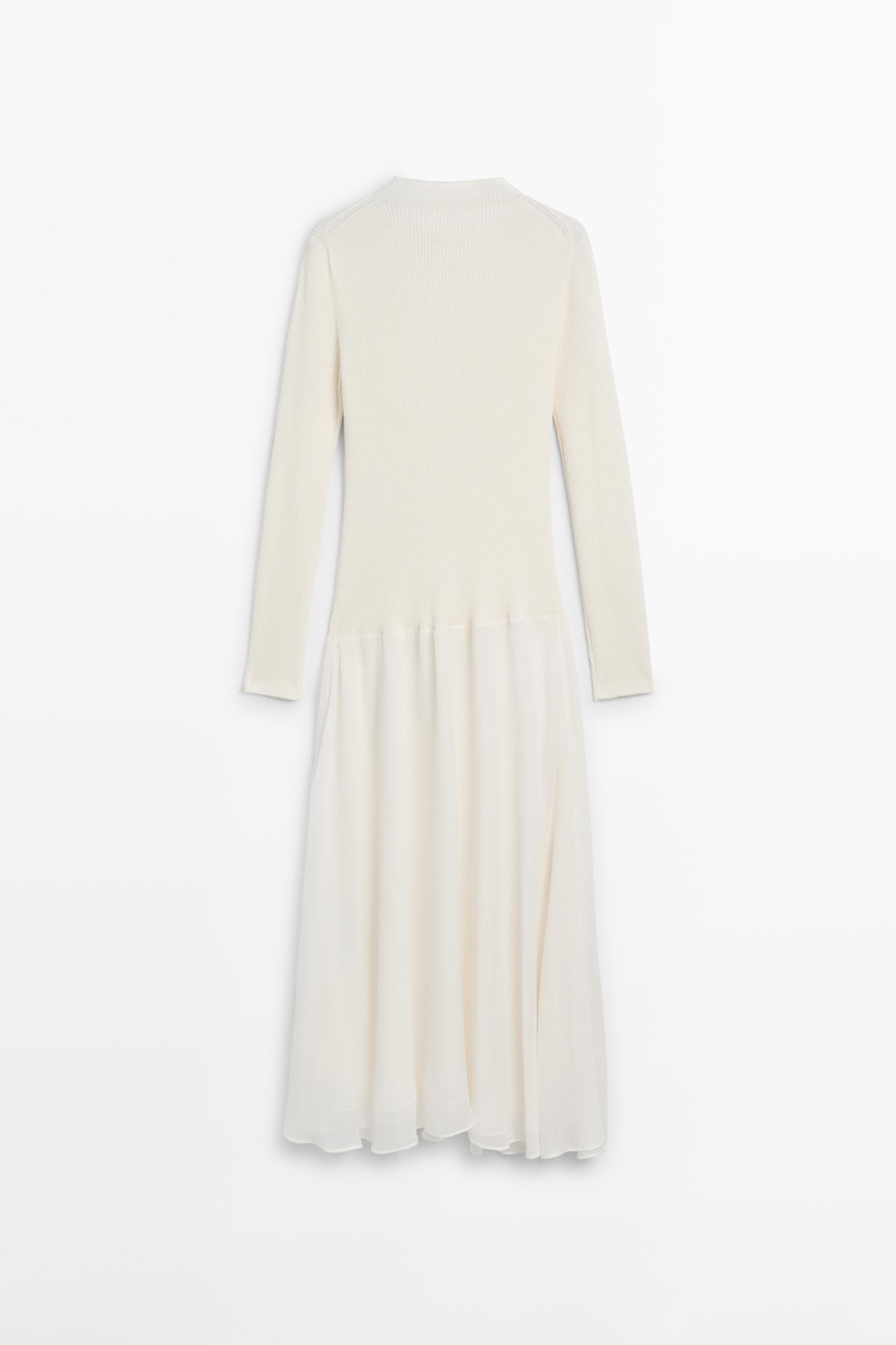 Knit dress with matching detail — CREAM