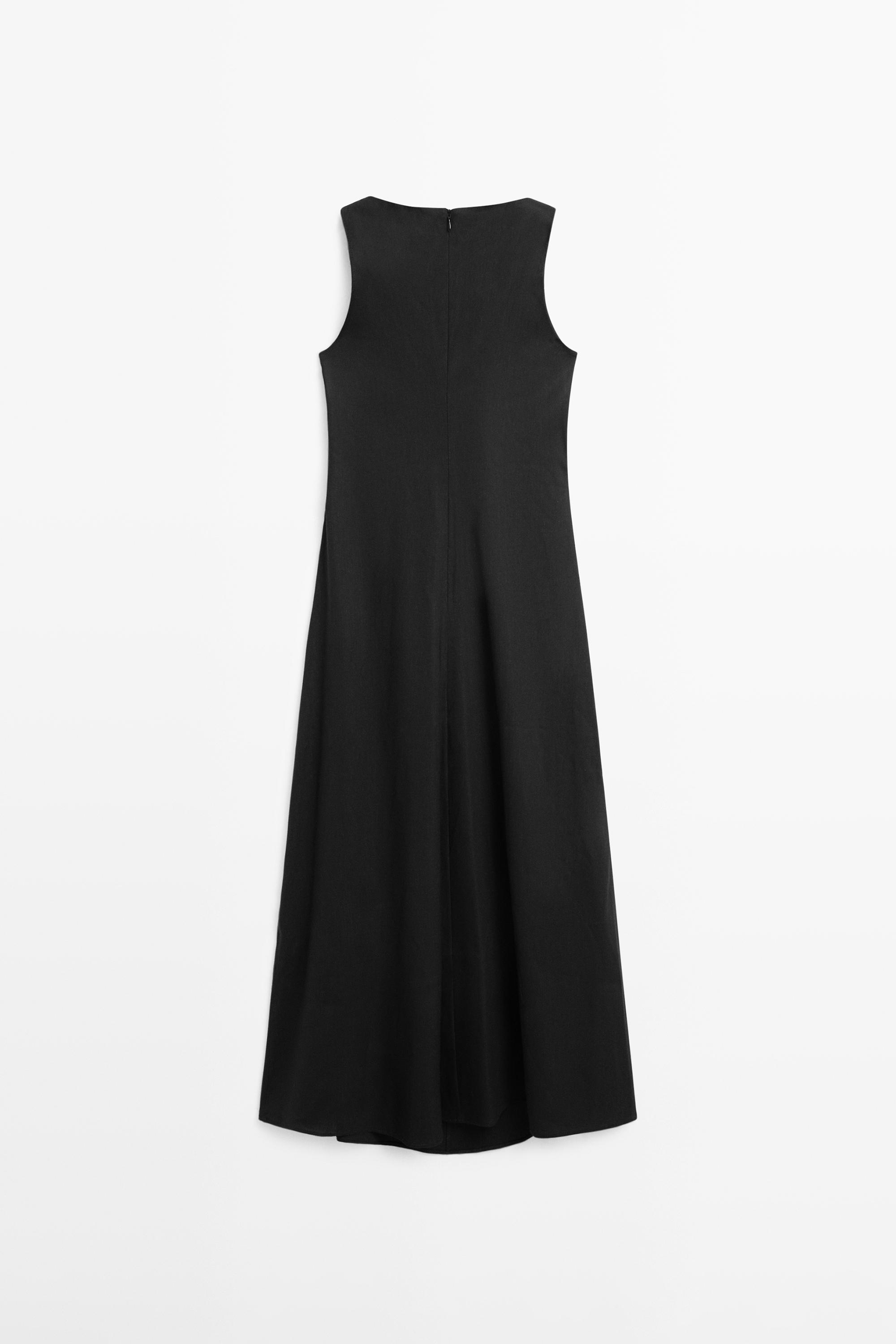 Long Flowing Linen Blend Dress - Black - 6 - Massimo Dutti - Women Long Flowing Linen Blend Dress - Black - 6 - Massimo Dutti - Women