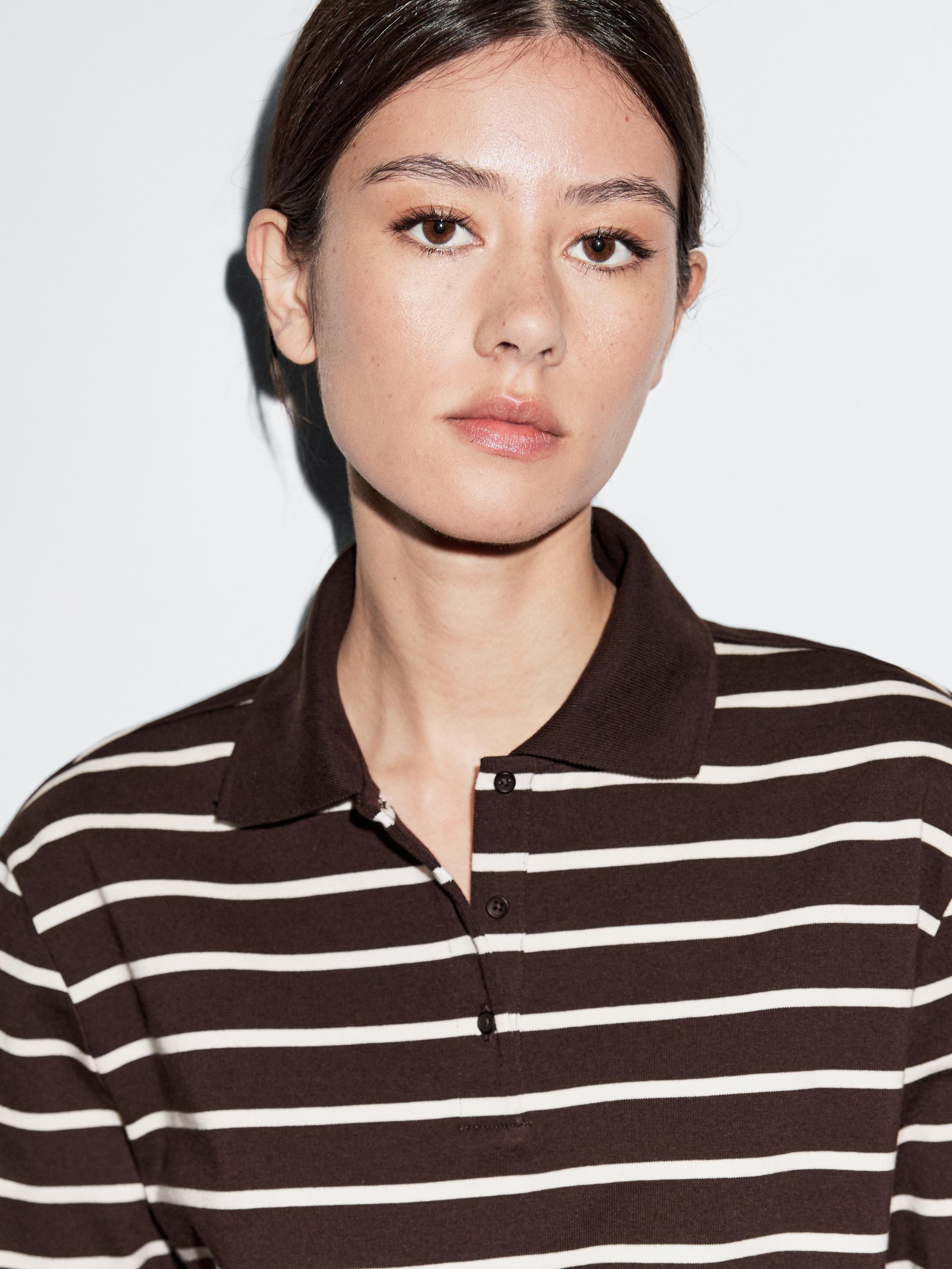 100% cotton striped polo shirt
