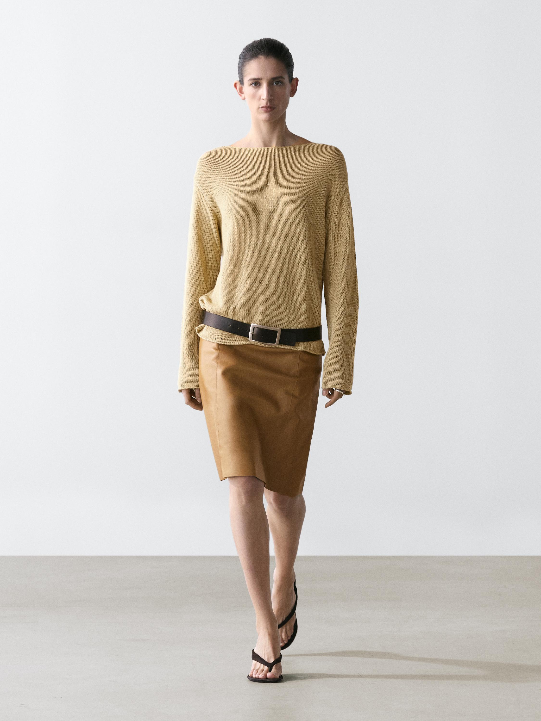 Pull en maille ajourée en coton mélangé