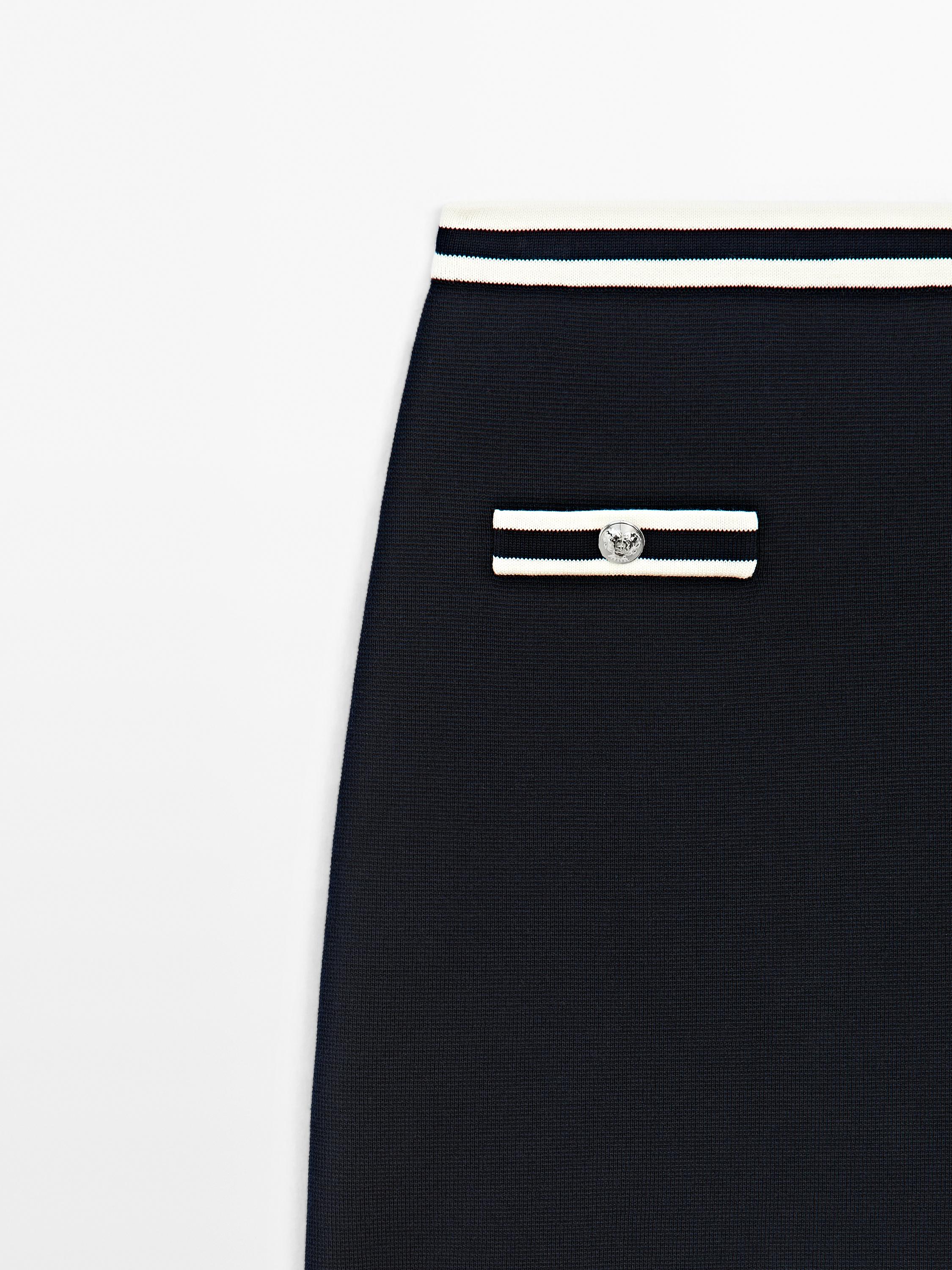 Contrast knitted skirt 100% cotton