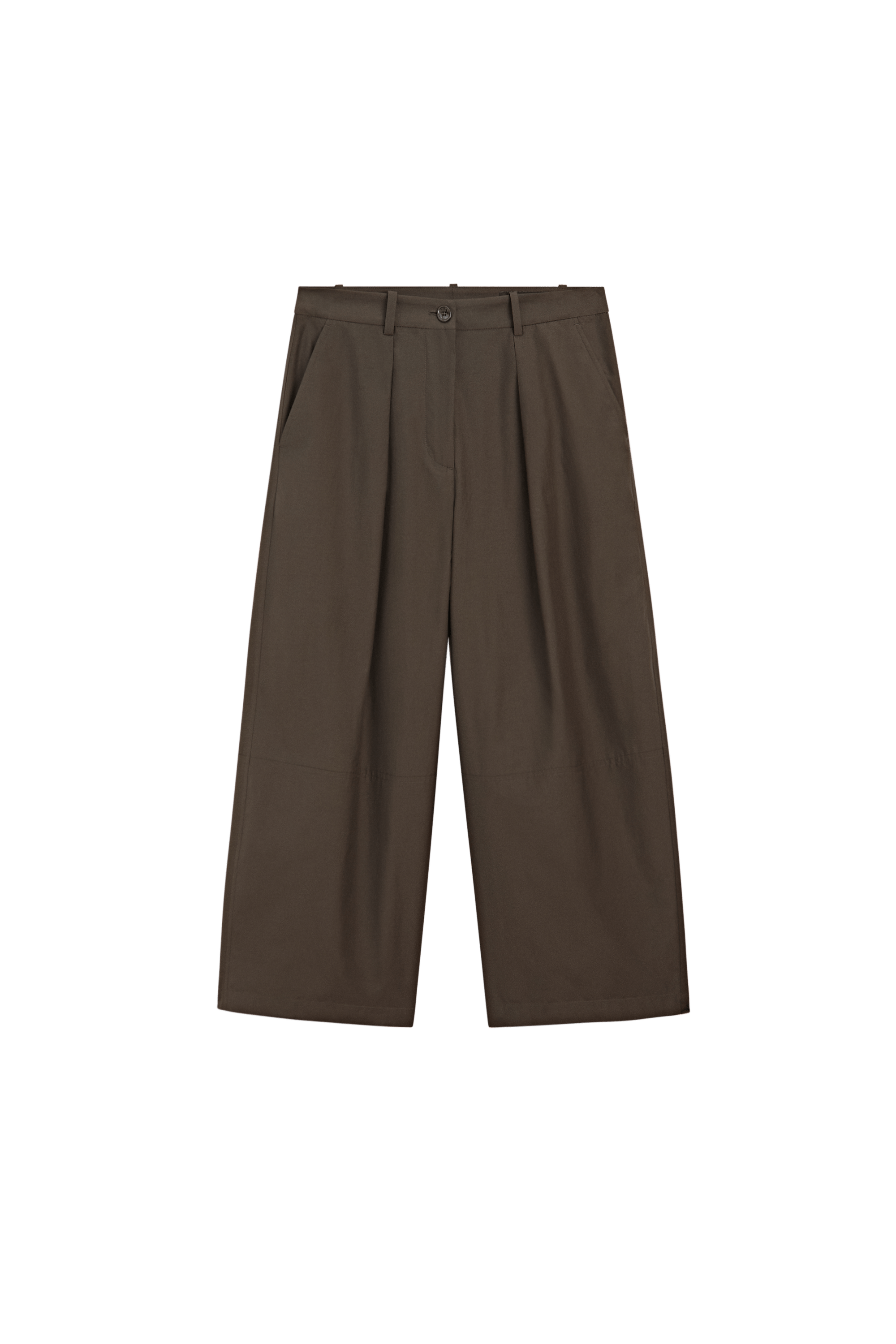 Massimo Dutti Pamuk poplin karışımlı geniş paça pantolon görsel 5