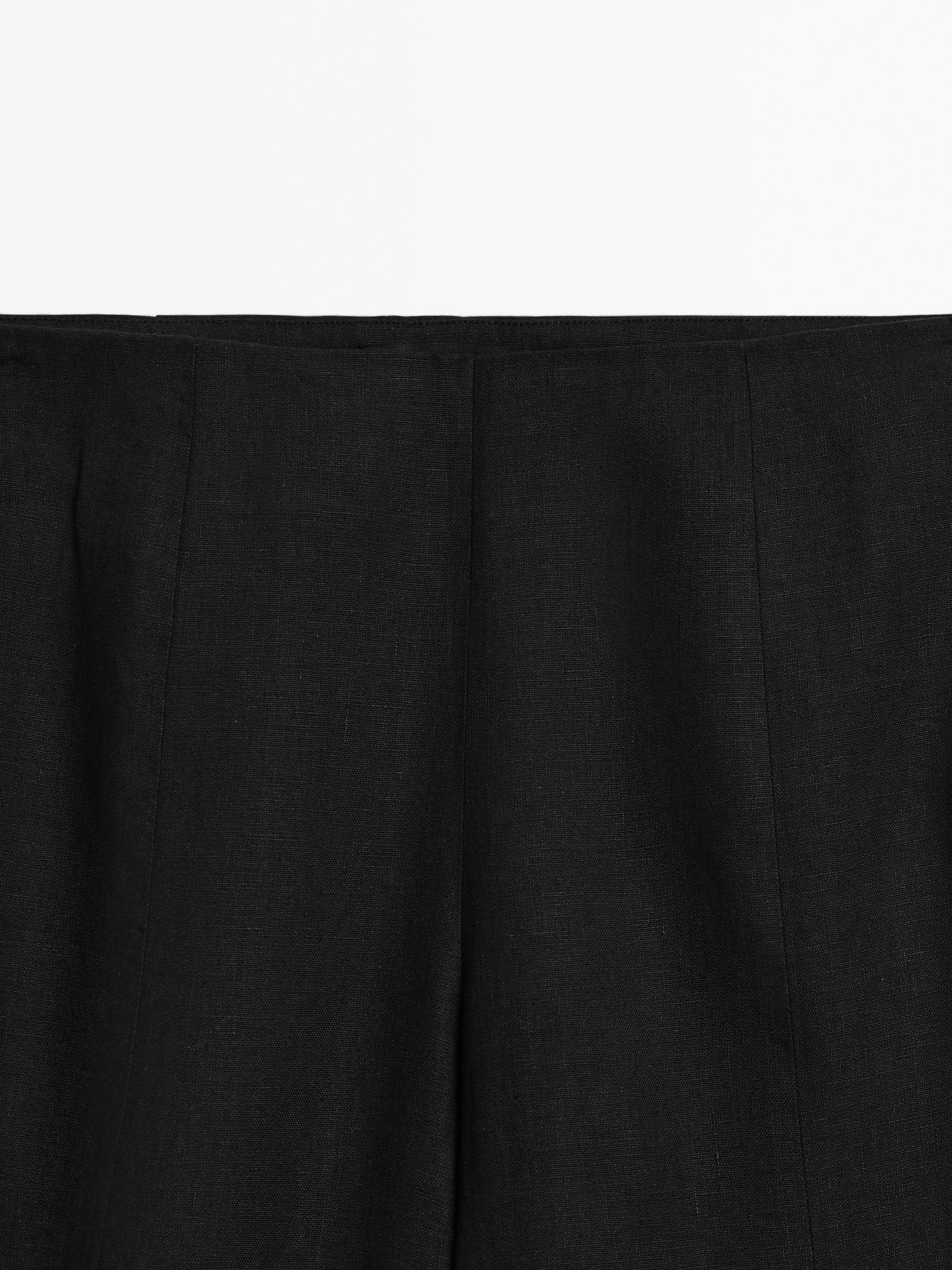 Flowing 100% linen pleated trousers