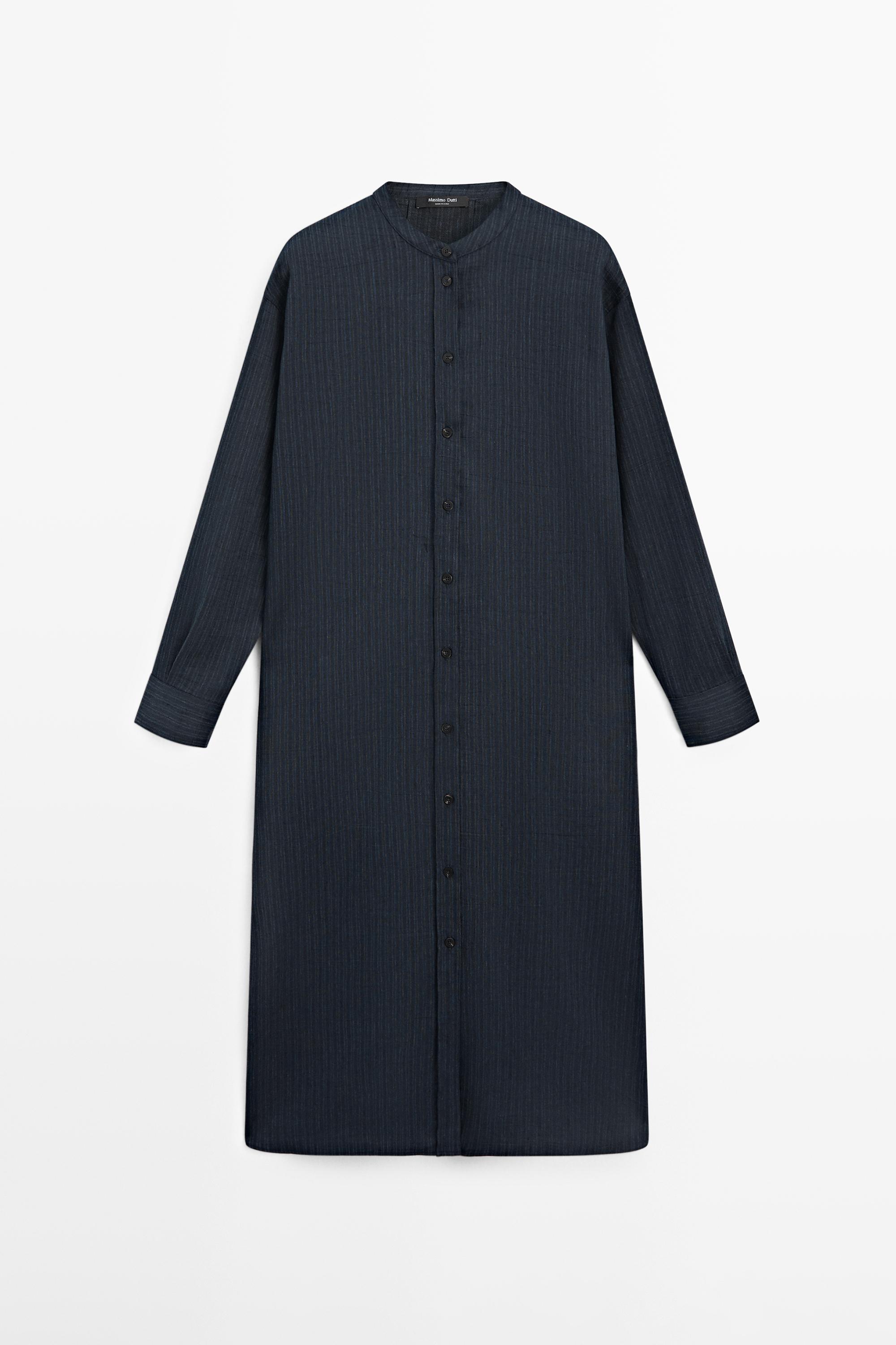 Flowing midi shirt dress — BLUE