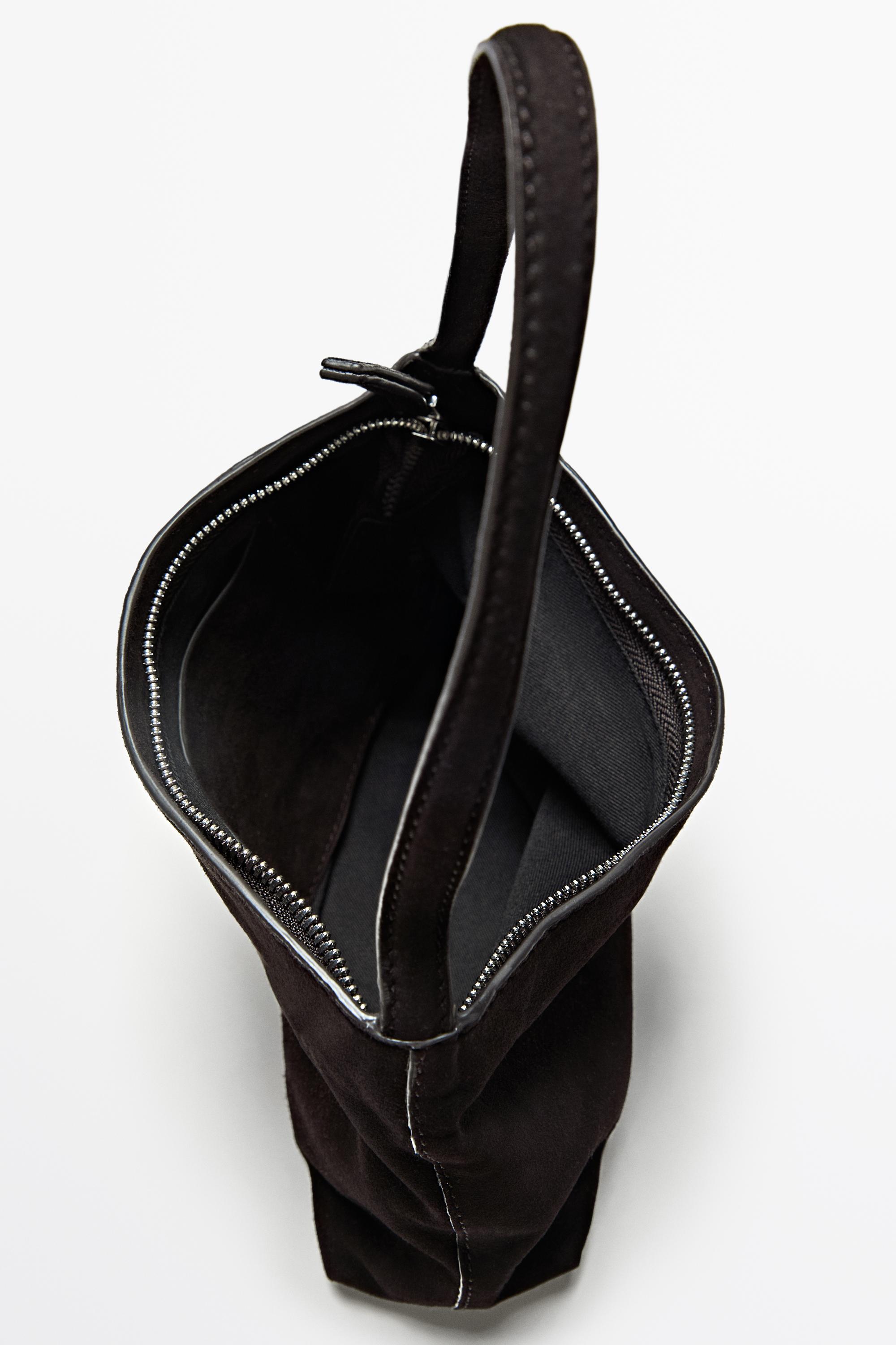 Small split suede leather shoulder bag — Chocolate