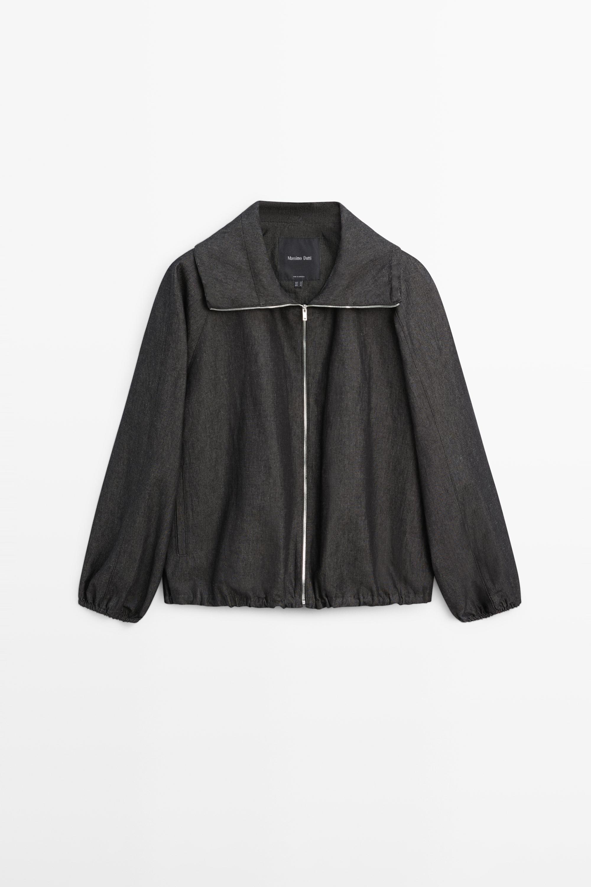 Linen blend bomber jacket — BLUISH GREY