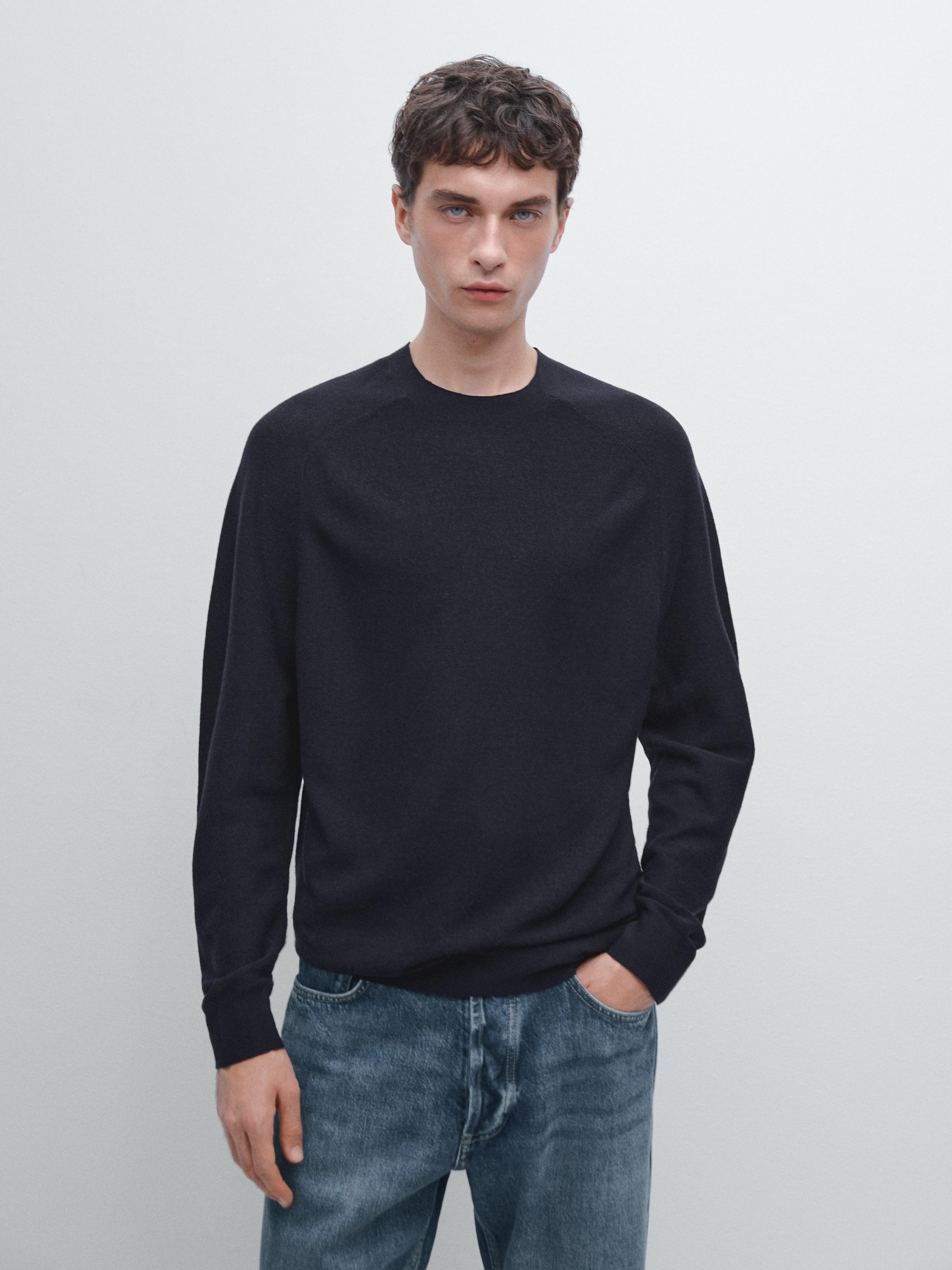100% wool raglan sleeve knit sweater