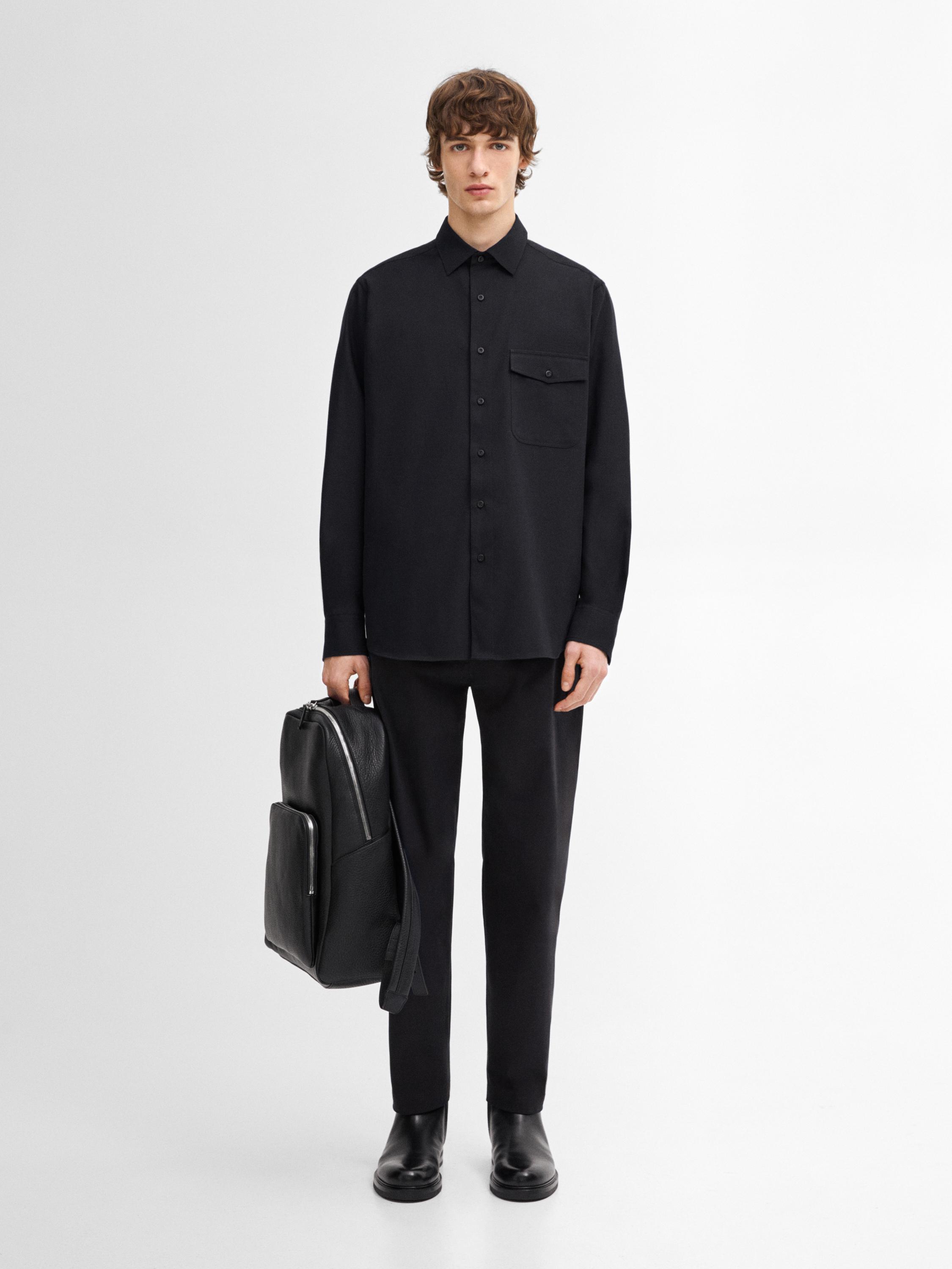 Regular-Fit-Hemd aus Baumwollmischgewebe