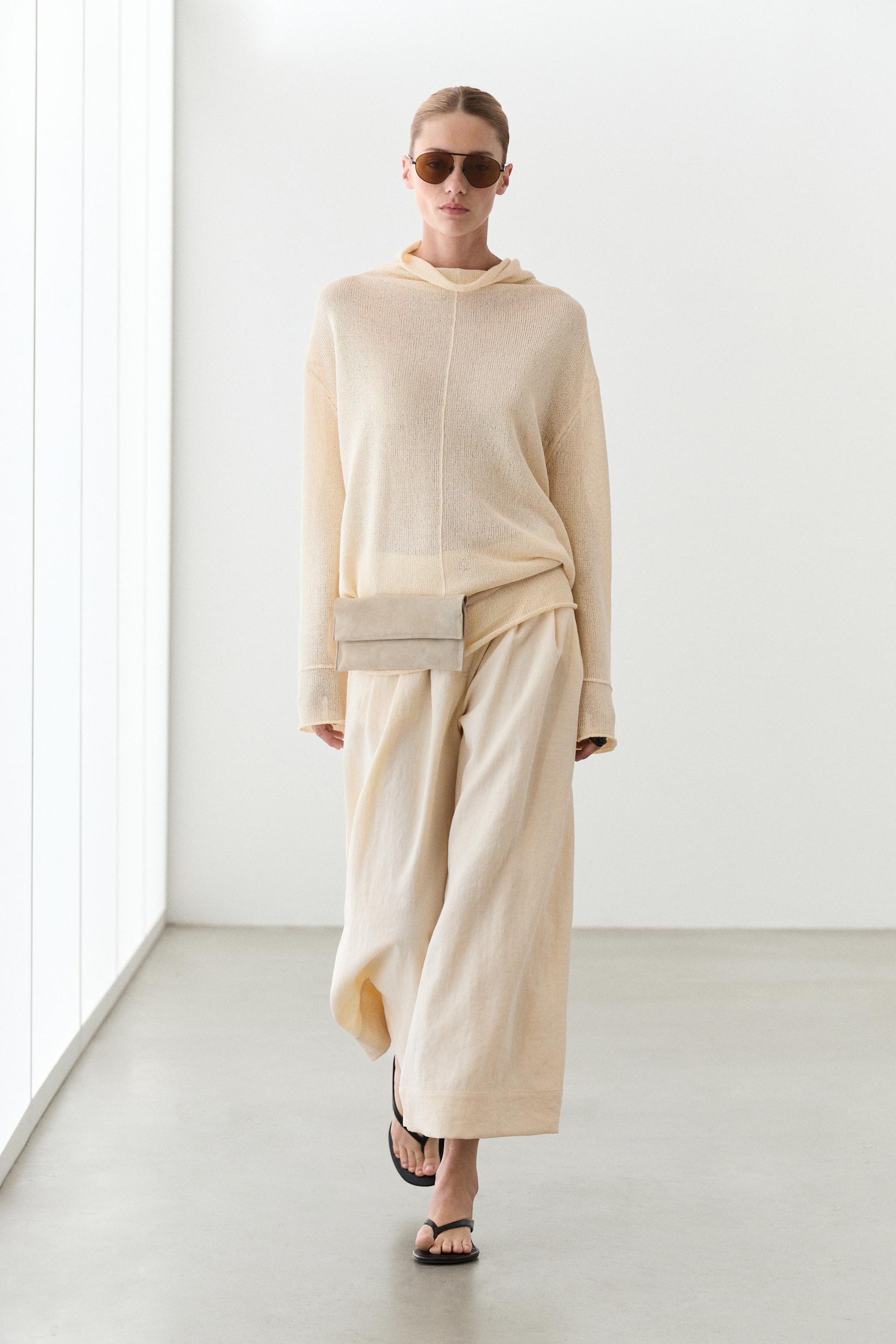 Cotton cutwork knit sweater — CREAM