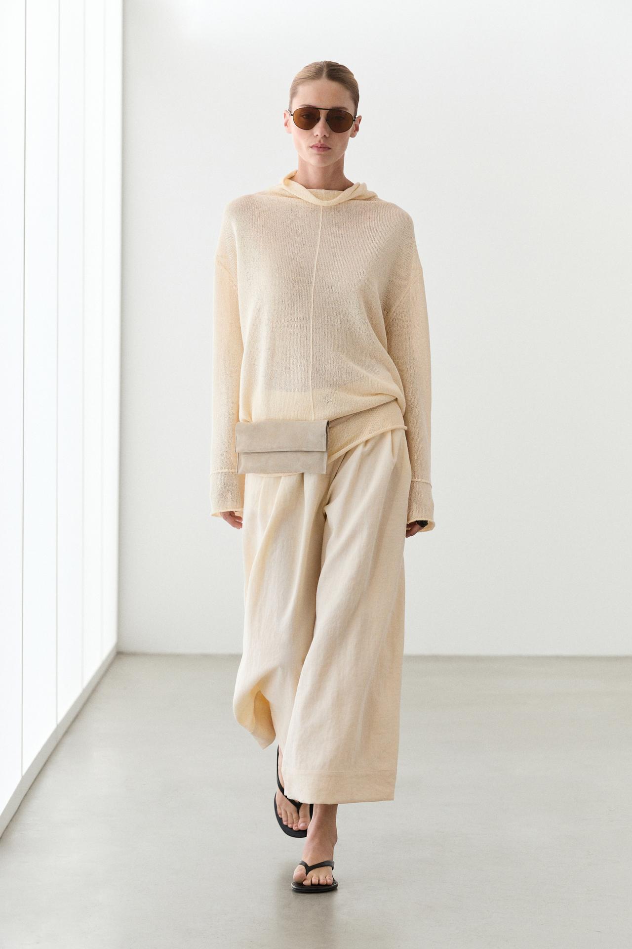 Cotton cutwork knit sweater — CREAM