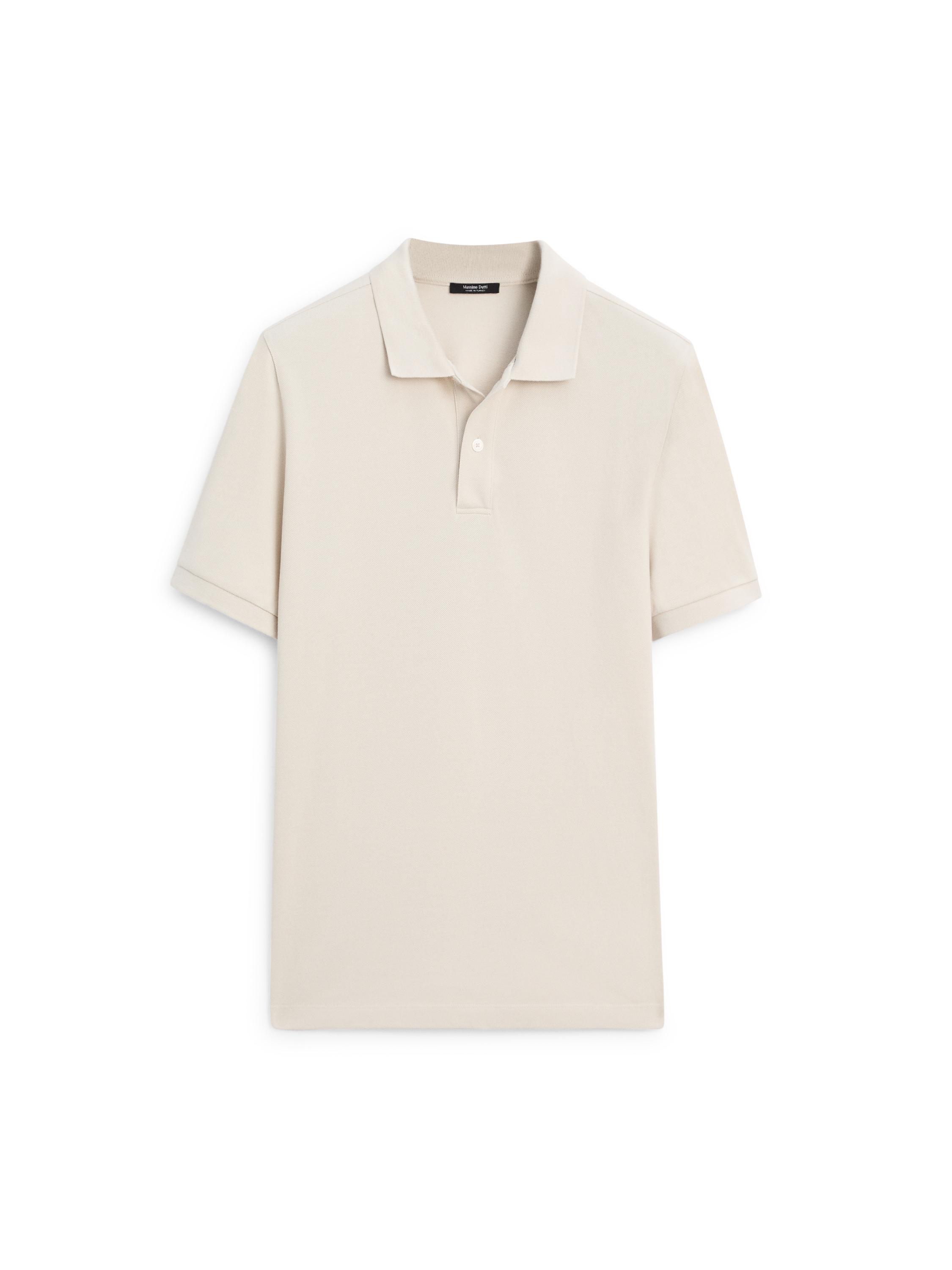 Micro-textured cotton piqué polo shirt — STONE